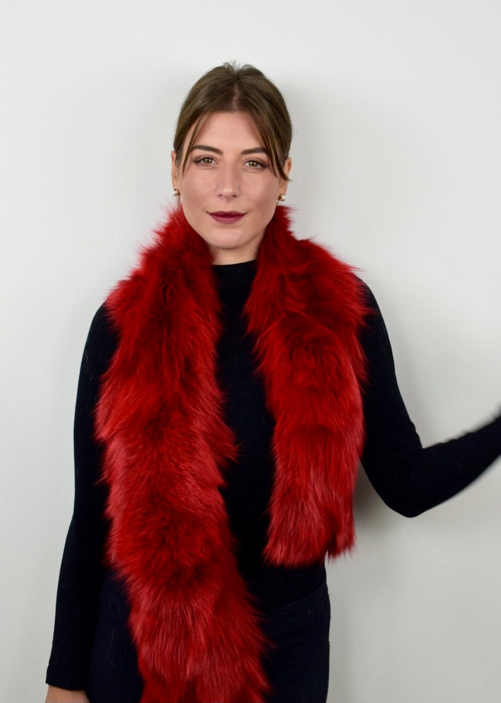 Red Fox Fur Scarf: Handmade Fluffy Collar