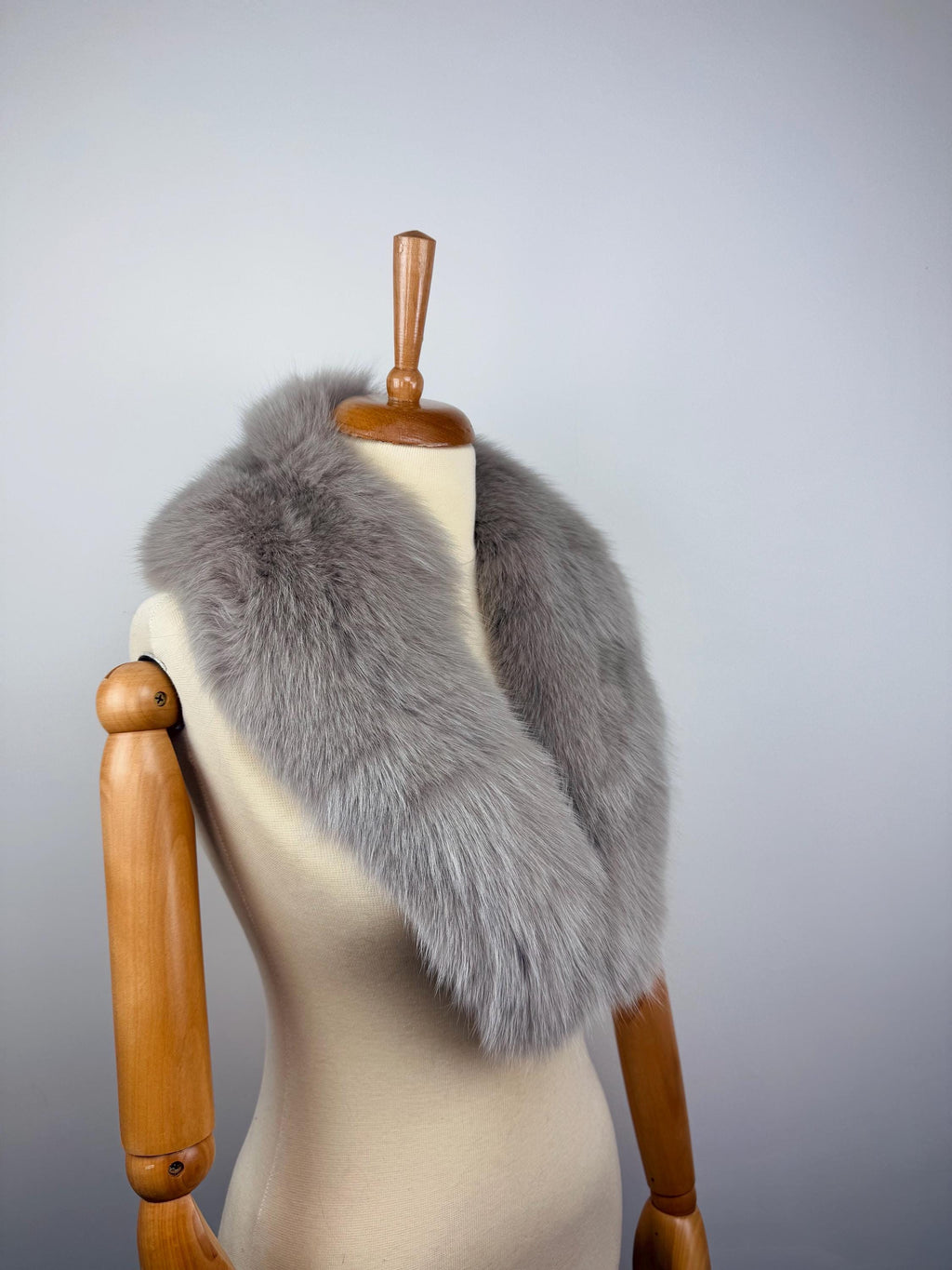 Gray Fox Fur Collar – Real Fur Collar, Handmade in Greece, Luxury Neck Accessory