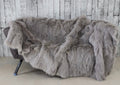 Luxury Fox Fur Blanket: Grey Handmade Throw, Elegant Home Decor