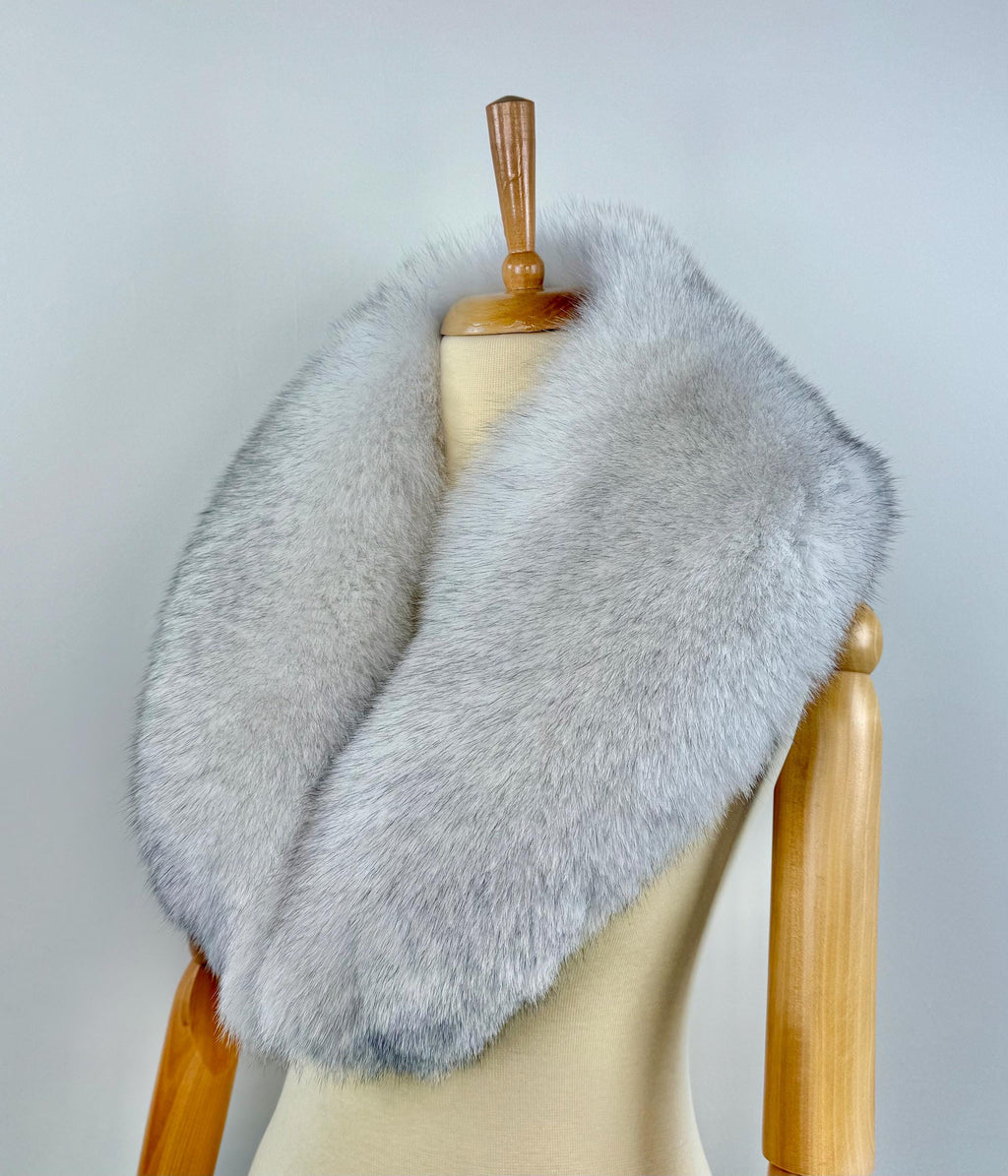 Real Blue Fox Fur Collar: Luxury Fur Stole