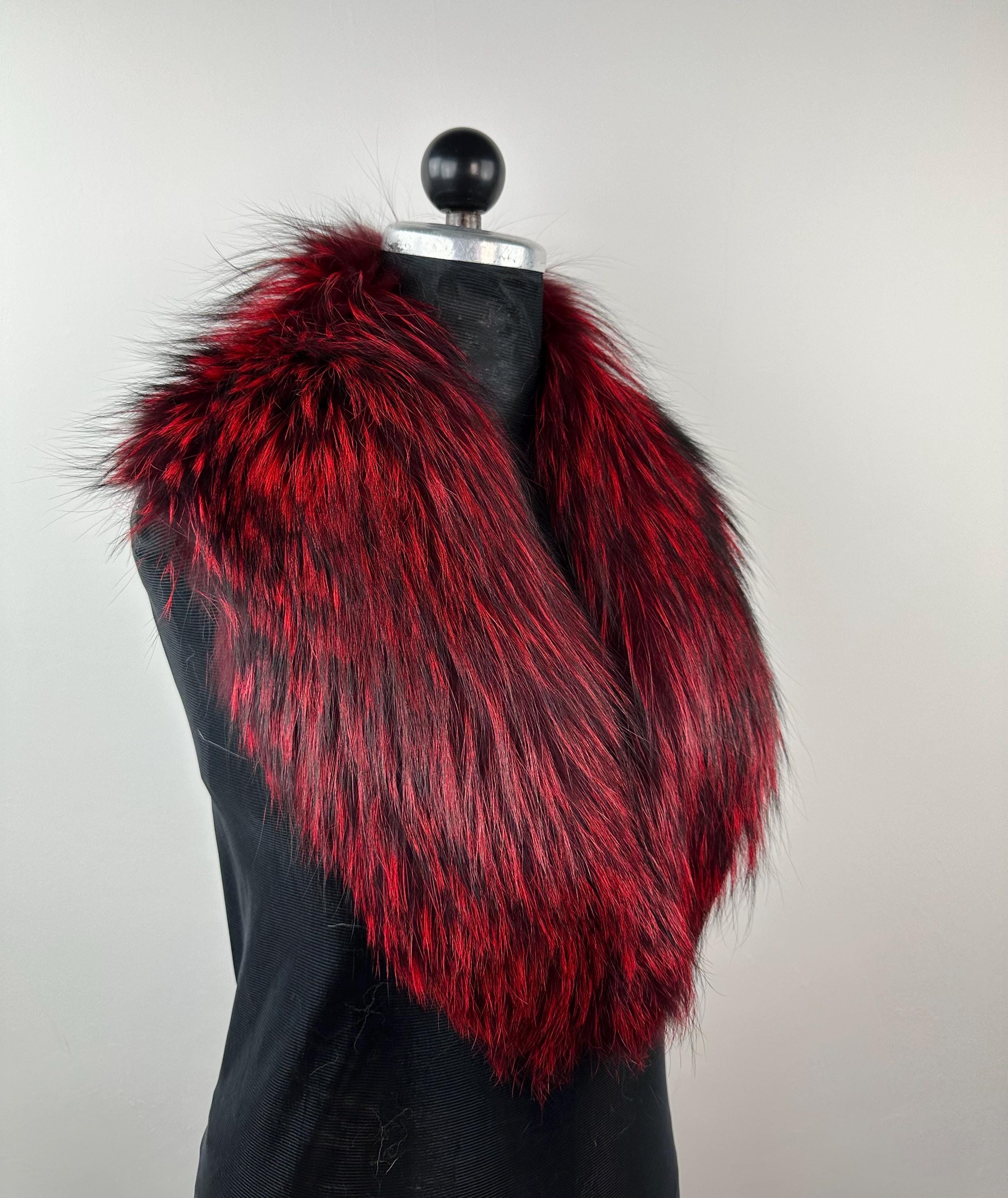 Luxury Red Fox Fur Collar – Real Fur, Handmade in Greece, Elegant Neck Accessory