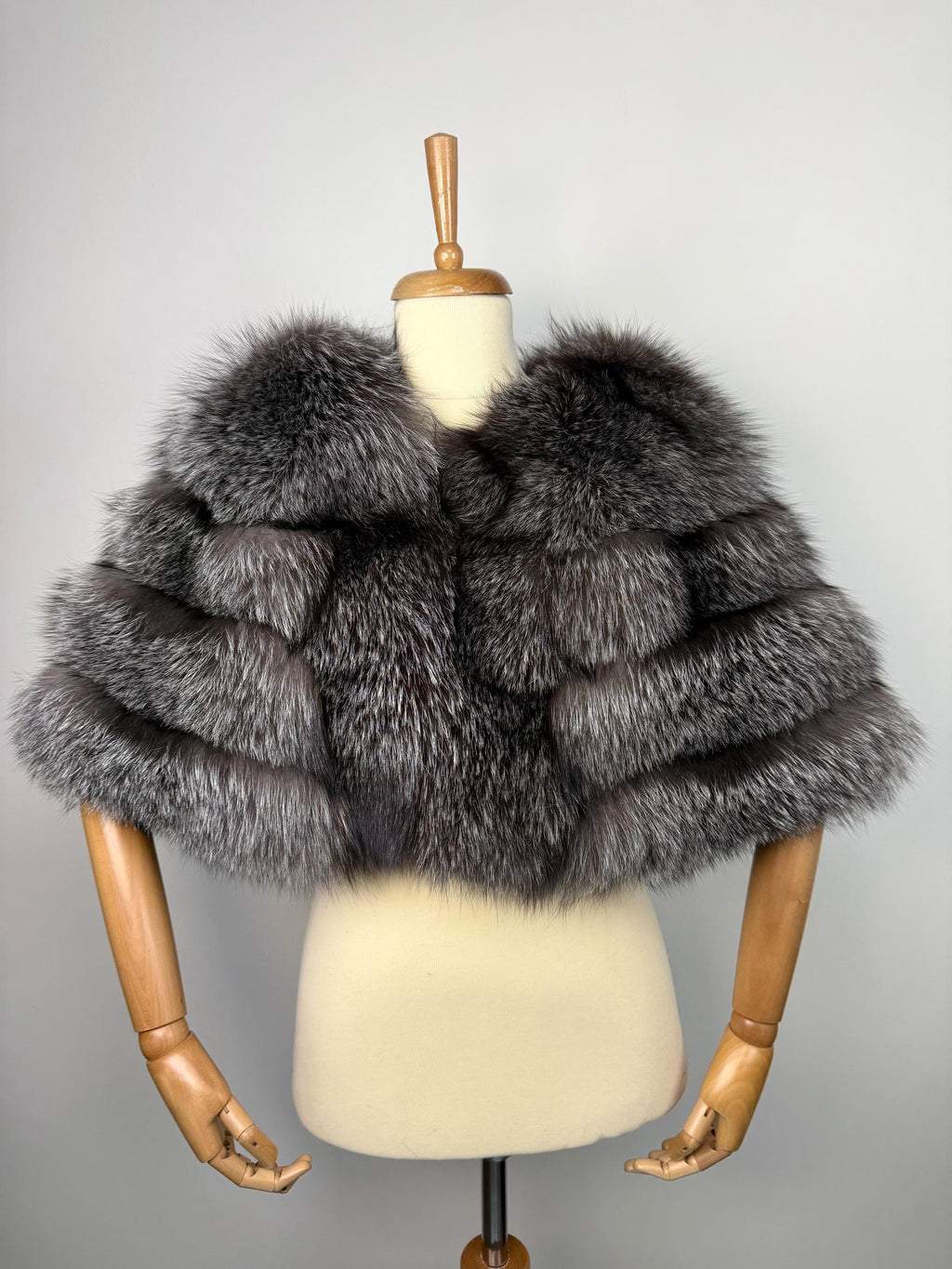 Frost Fox Fur Shawl – Real Fur Wrap, Handmade in Greece, Luxury Evening Shawl