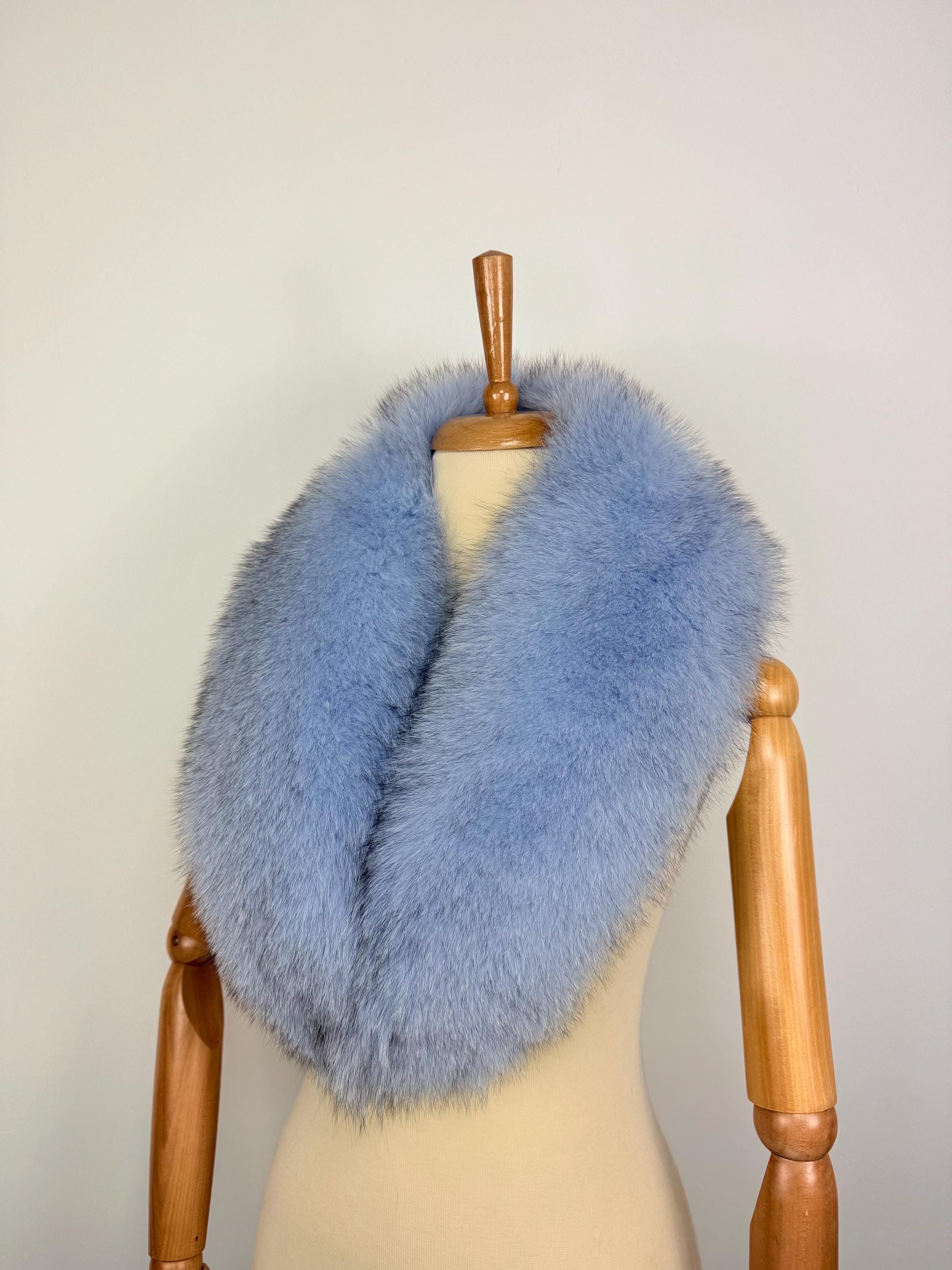 ky Blue Fox Fur Collar – Real Fur Collar, Handmade in Greece, Luxury Neck Accessory