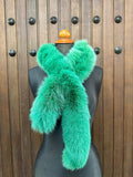 Green Fox Fur Scarf, Real Fur Scarf, Handmade Fur Scarf, Luxury Winter Scarf for Women