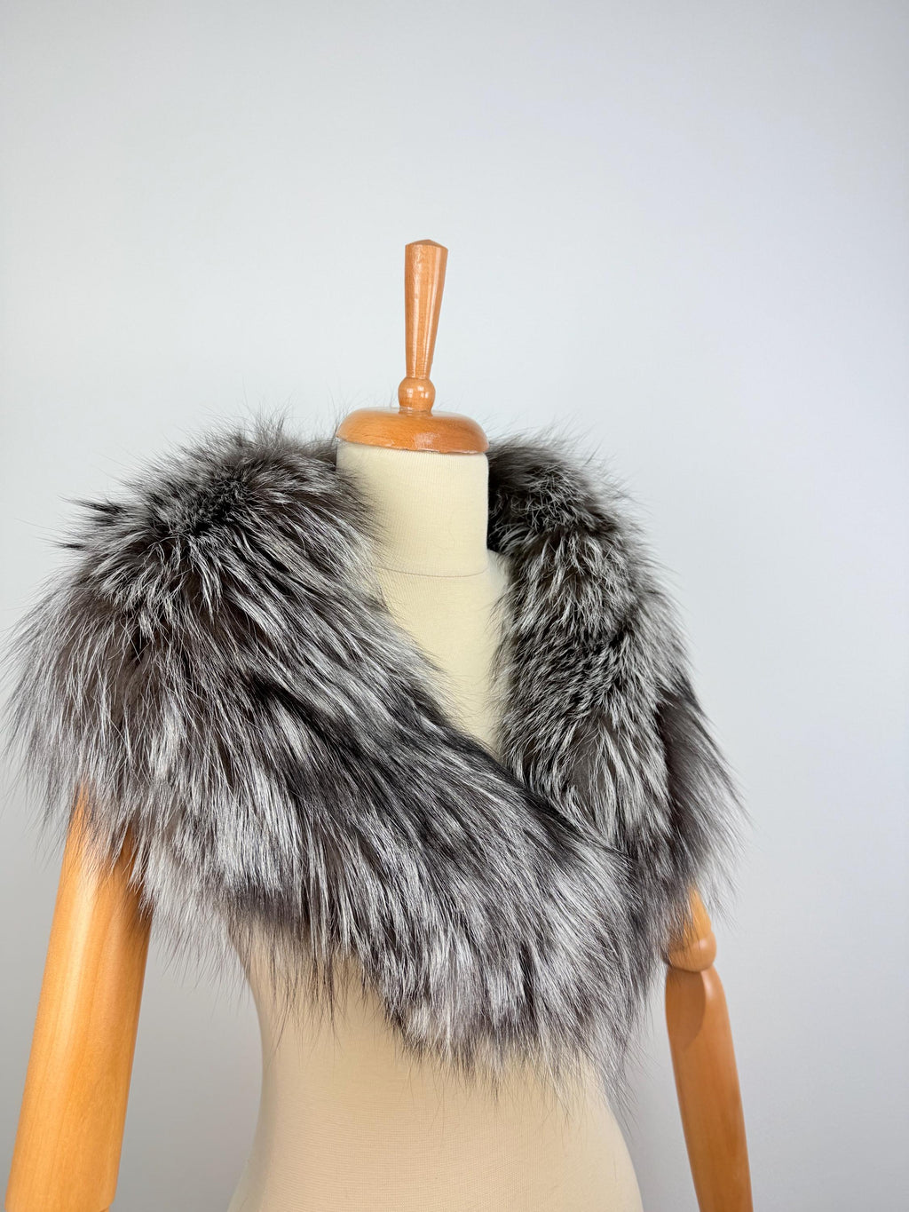 Silver Fox Fur Collar: Fluffy Genuine Fur Stole