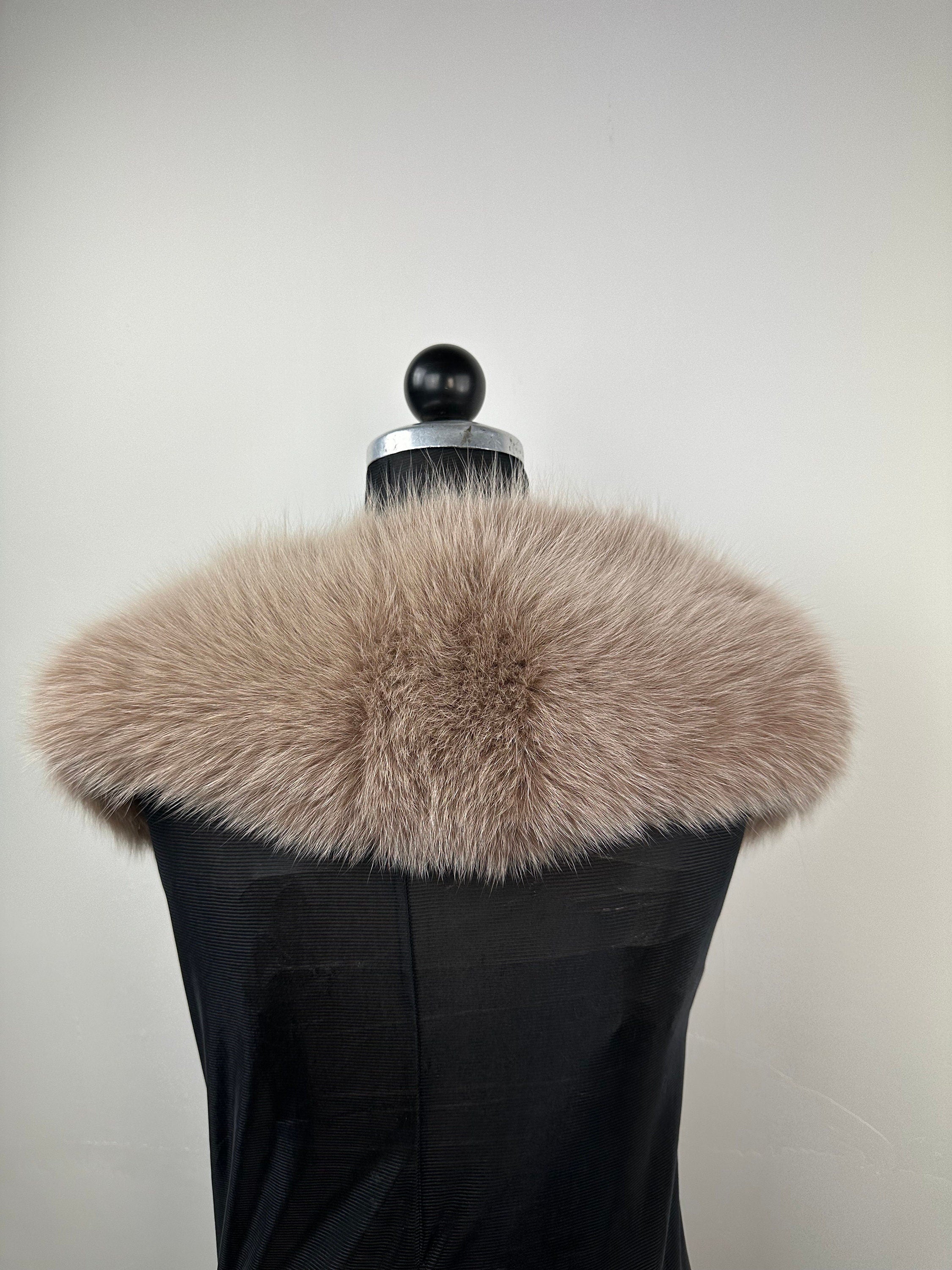 Genuine Fox Fur Collar: Beige Luxury Stole,  Neck Wrap