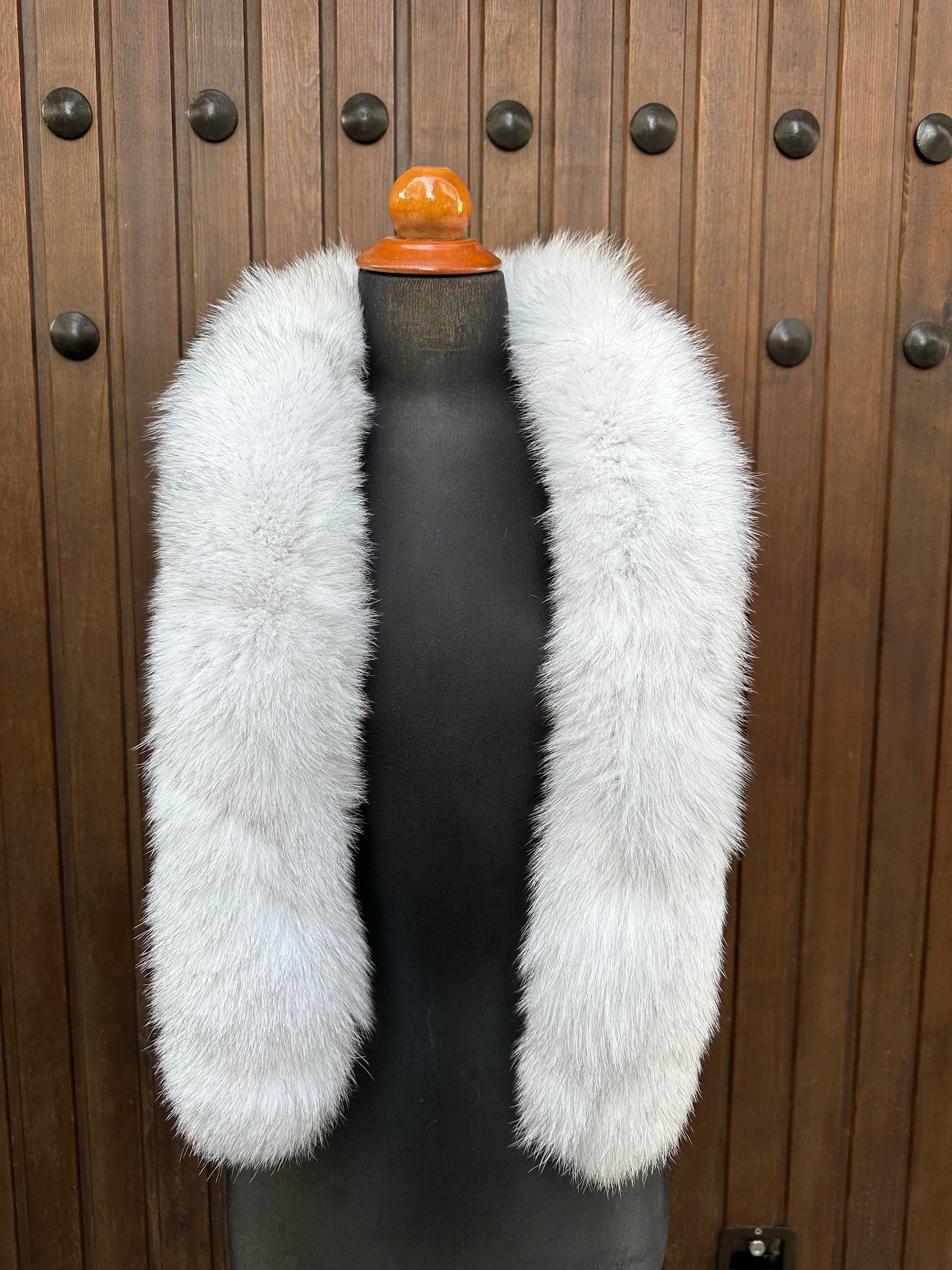 Gray Fox Fur Scarf – Real Fur Scarf, Handmade in Greece, Luxury Winter Scarf