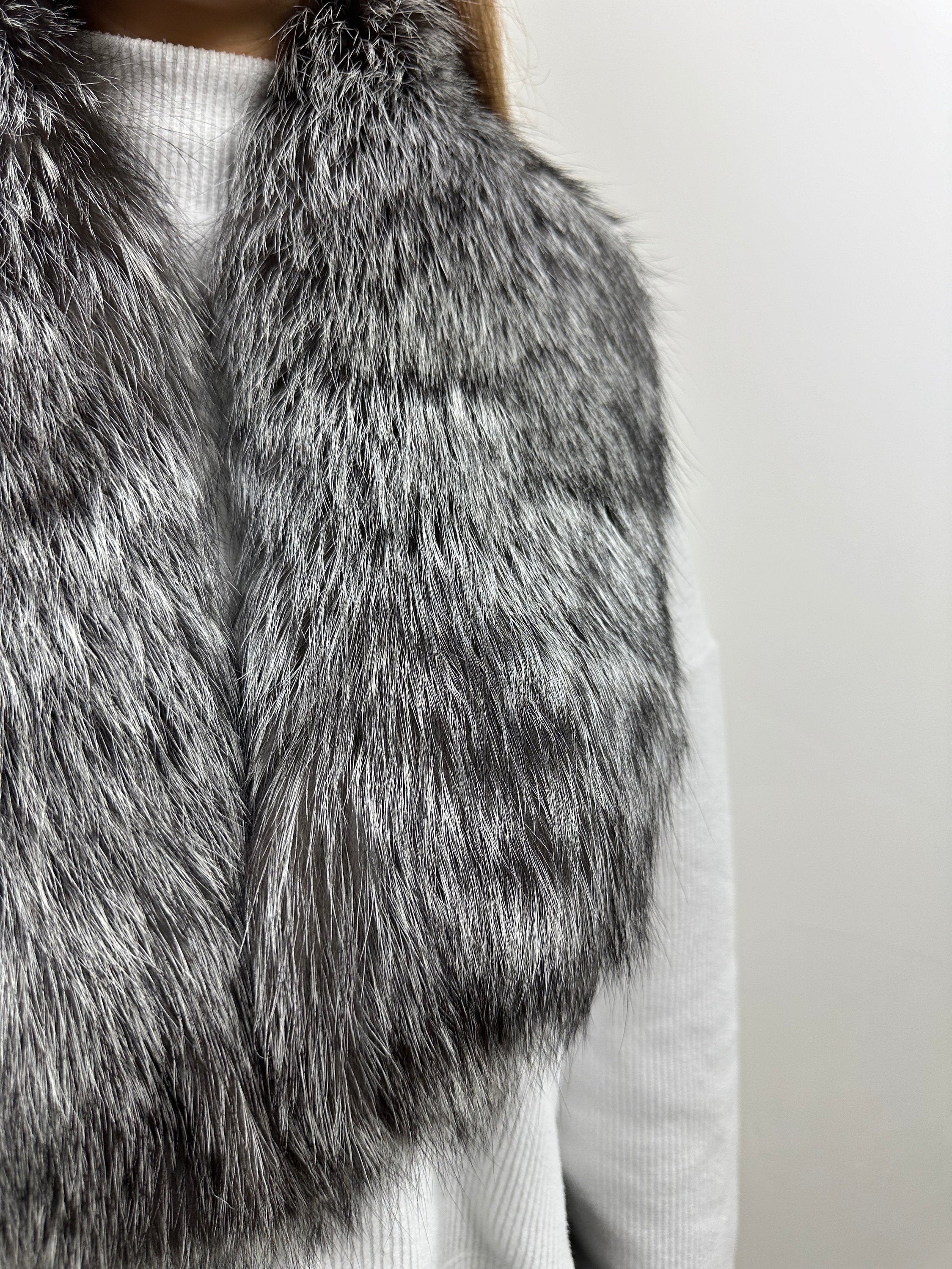 Real Silver Fox Fur Collar - Handmade Stole