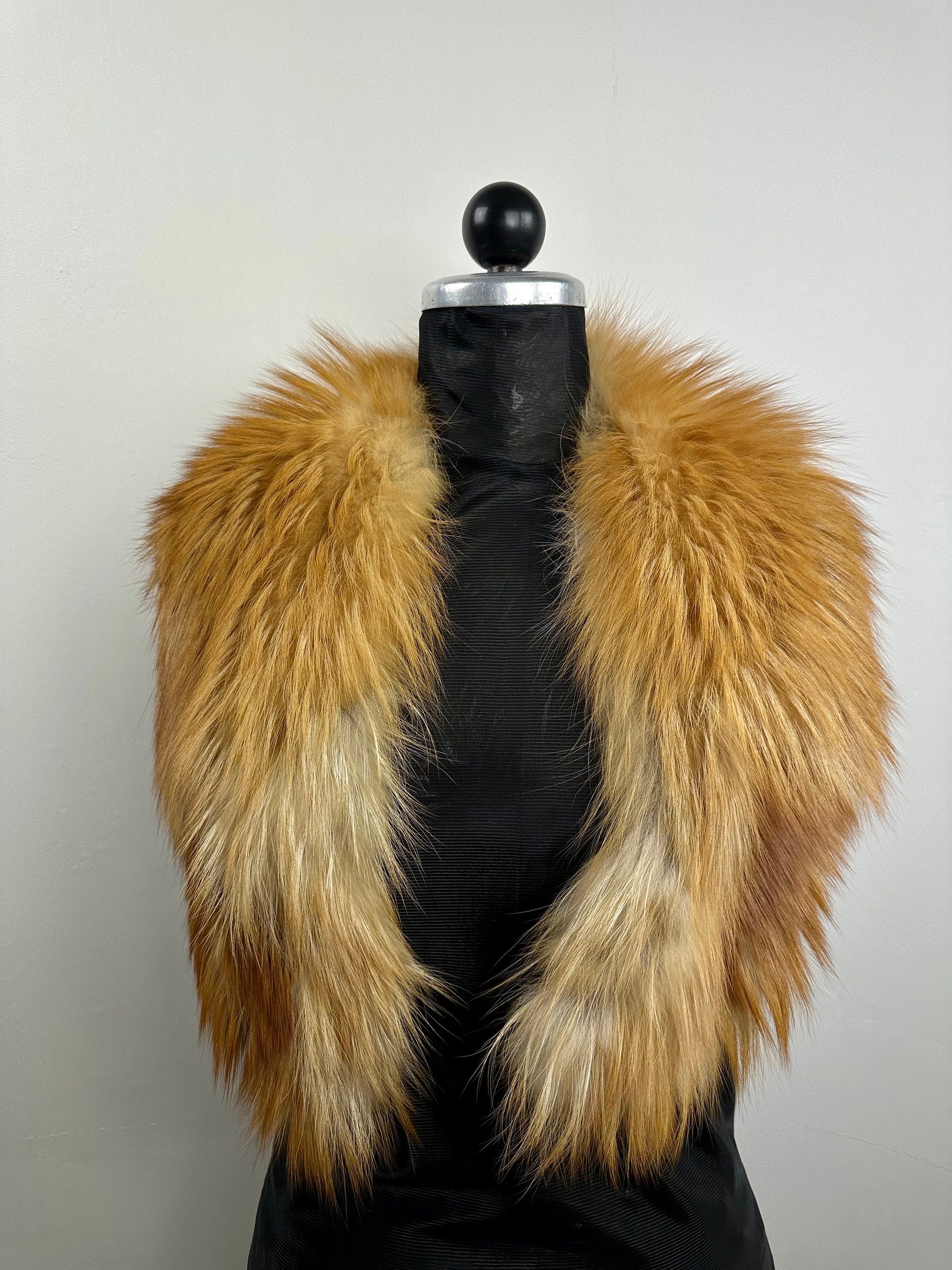 Golden Fox Fur Collar – Real Fur Neck Wrap, Luxury Handmade Stole