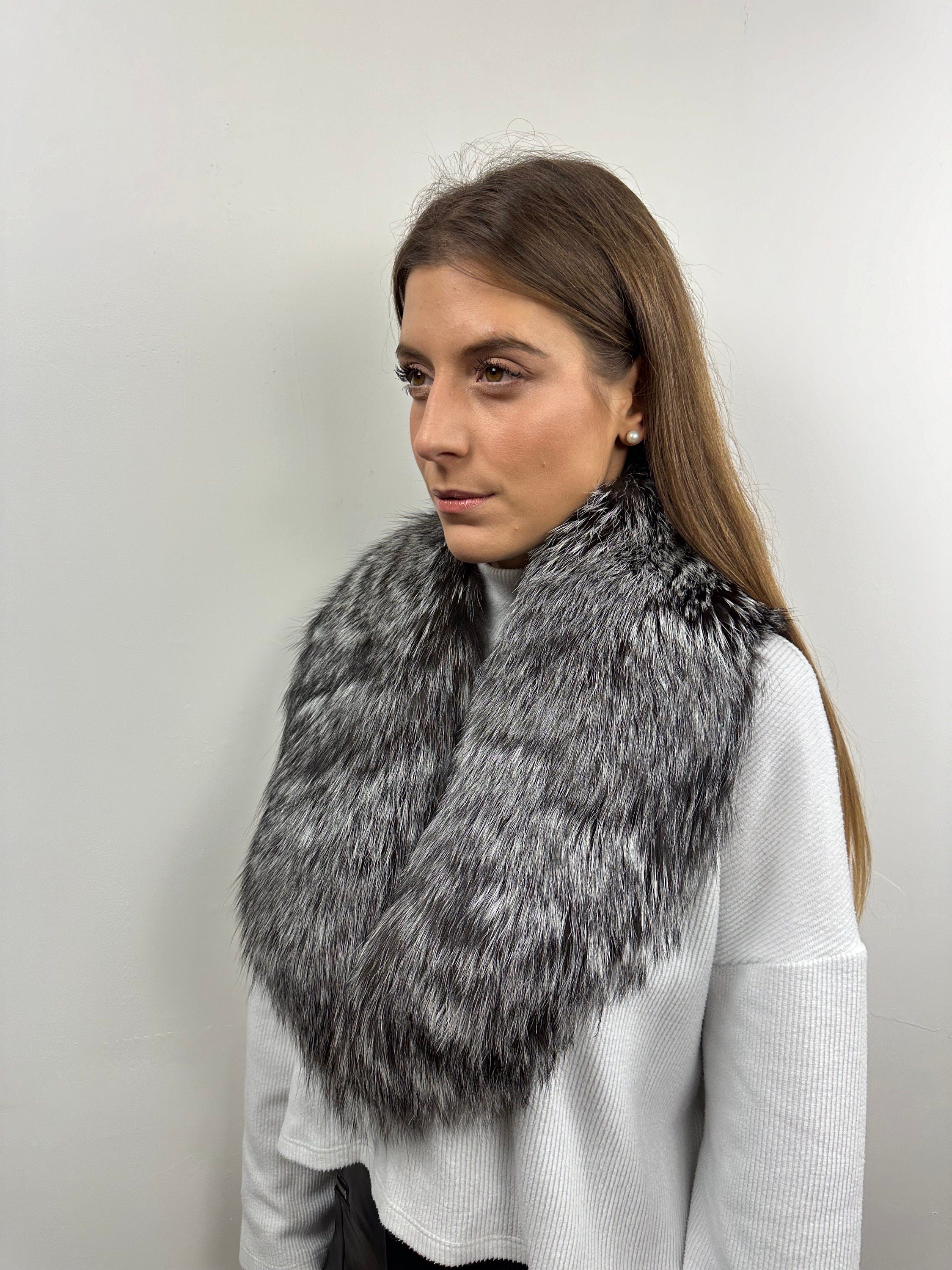 Real Silver Fox Fur Collar - Handmade Stole