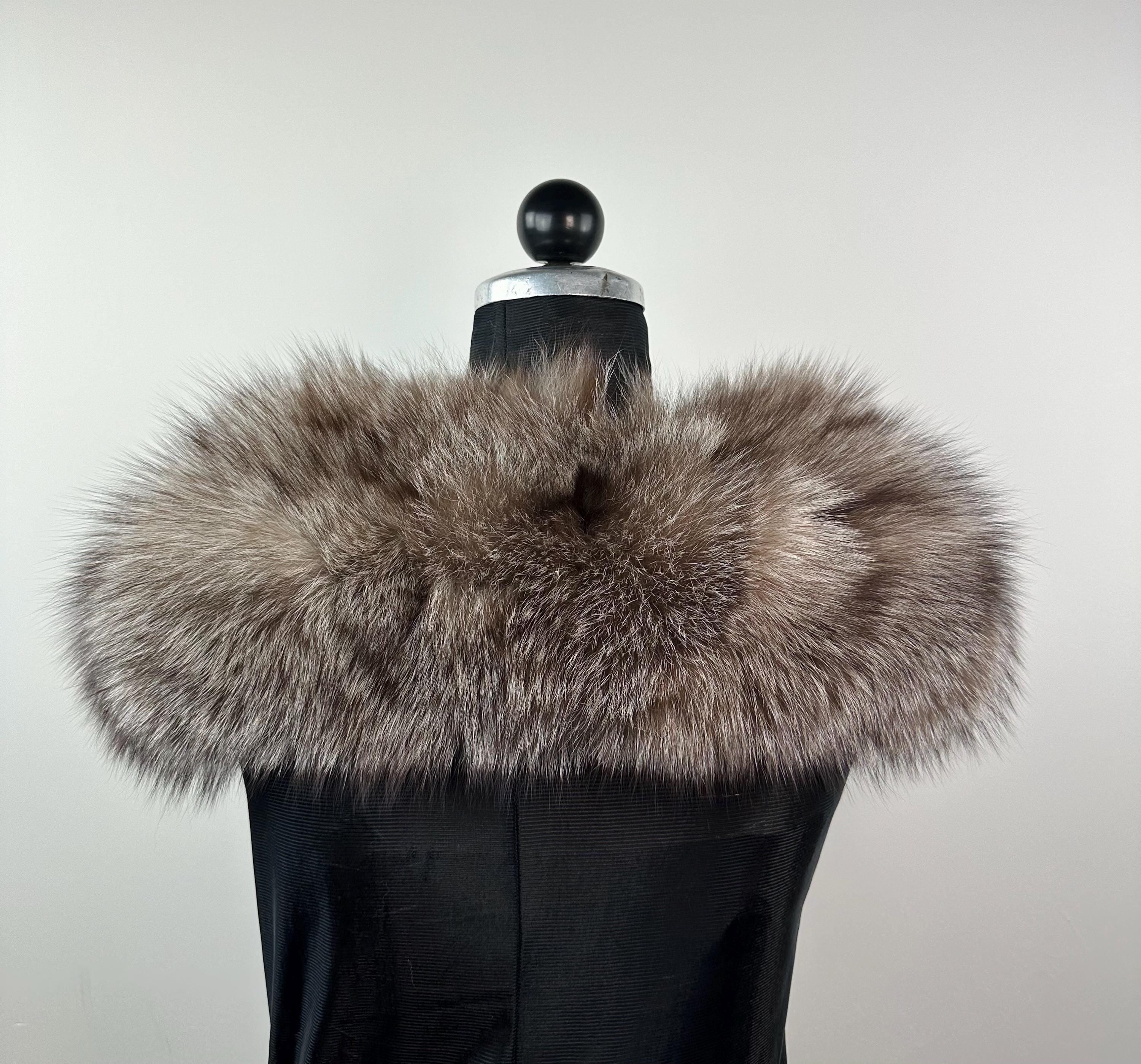 Crystal Frost Fox Fur Collar – Real Fur Collar, Handmade in Greece, Luxury Neck Accessory