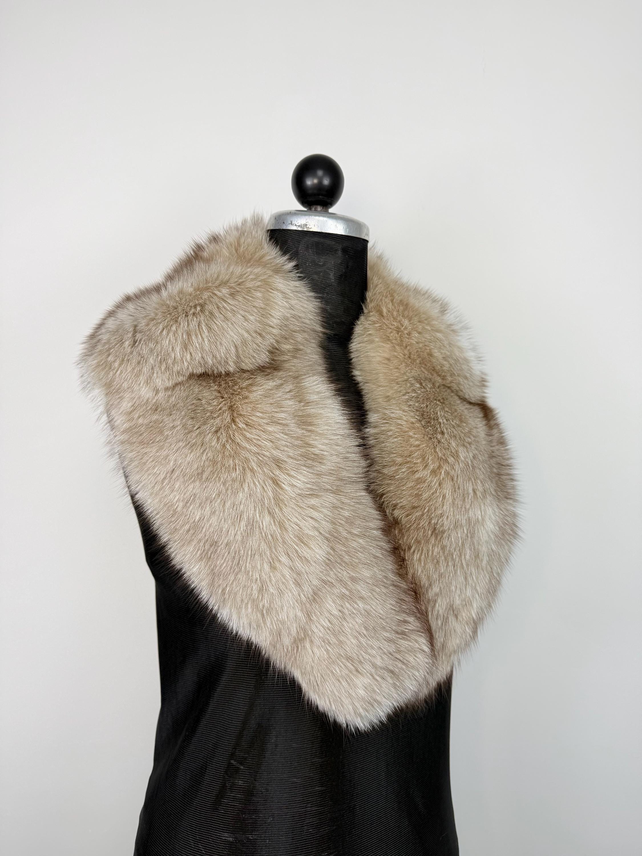 Beige Fox Fur Collar – Real Fur Collar, Handmade in Greece, Luxury Neck Accessory