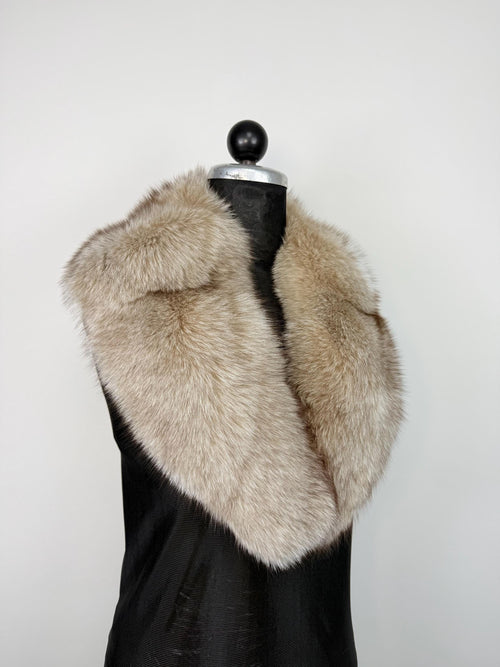 Beige Fox Fur Collar – Real Fur Collar, Handmade in Greece, Luxury Neck Accessory