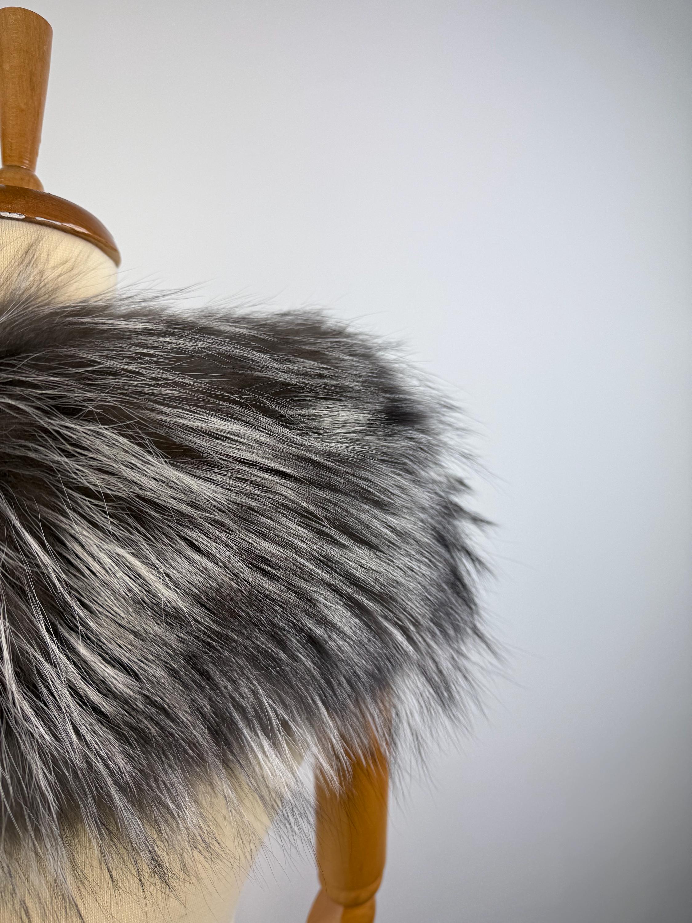 Genuine Silver Fox Fur Collar - Luxury Fur Stole, Winter Collars Accessories