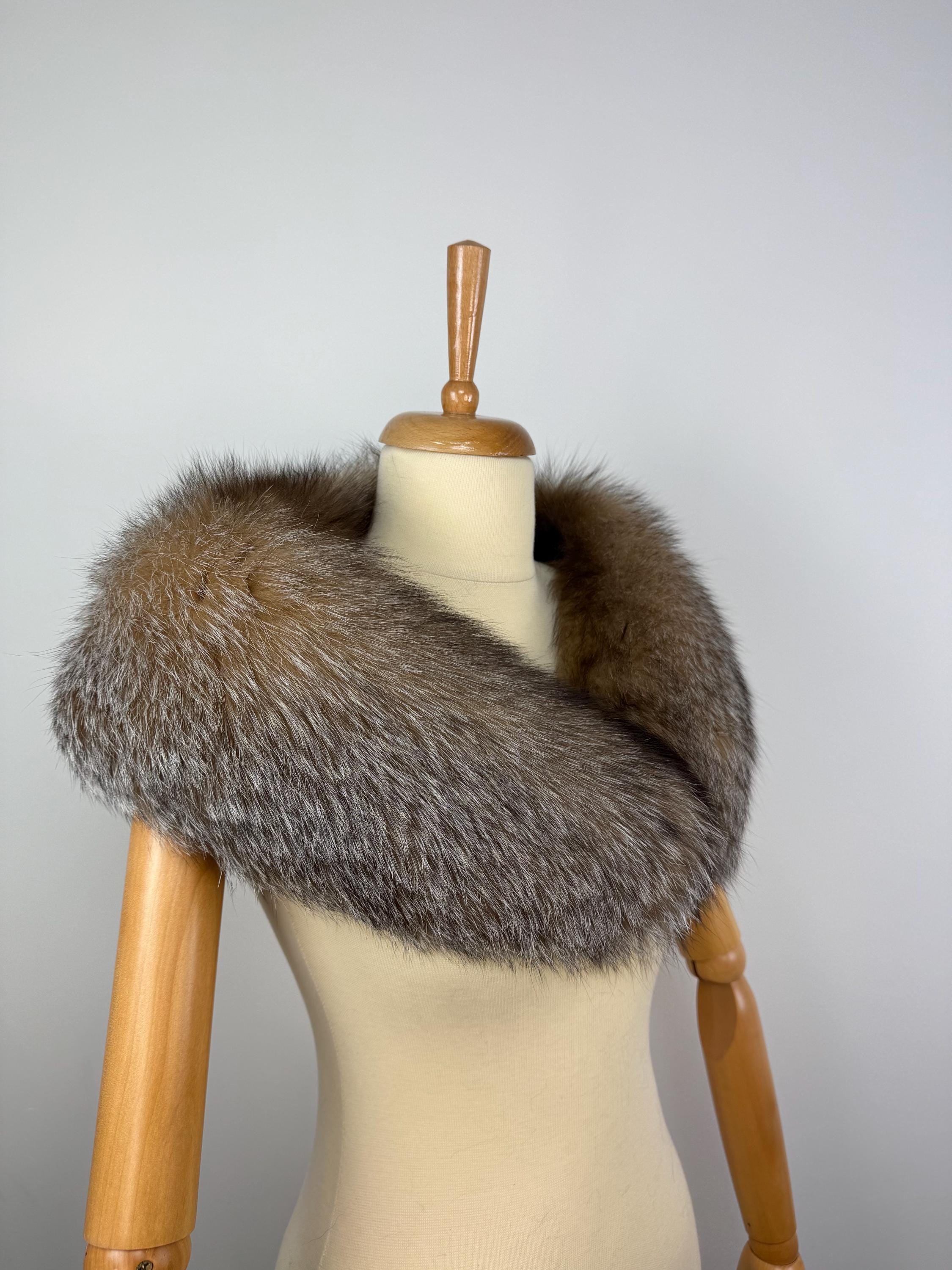 Crystal Fox Fur Collar – Real Fur Collar, Handmade in Greece, Luxury Coat Accessory