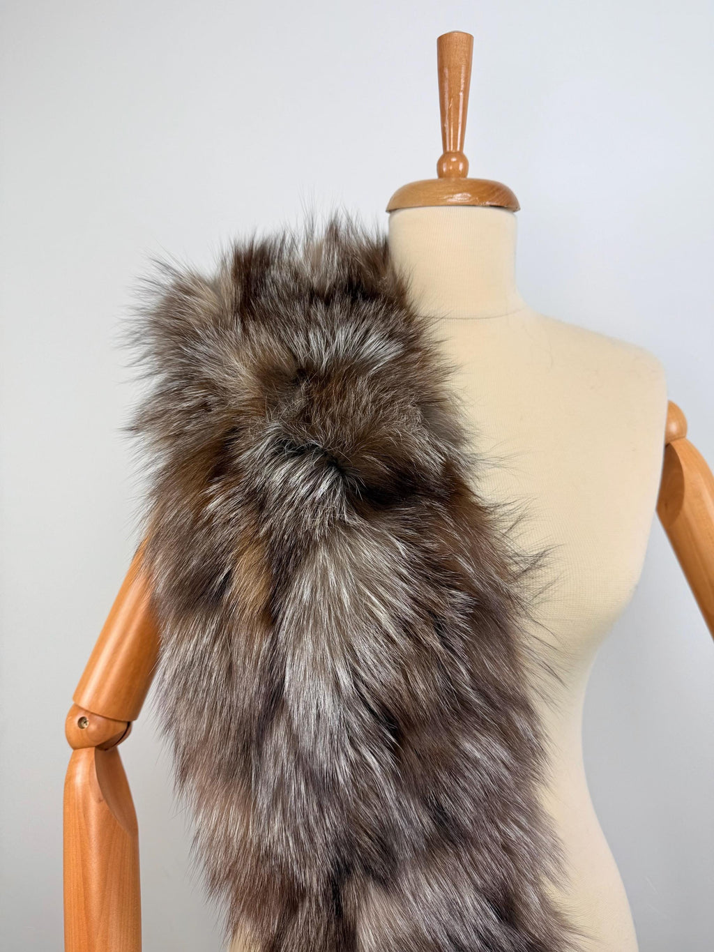 Genuine Crystal Fox Fur Stole: Extra Long Fur Collar