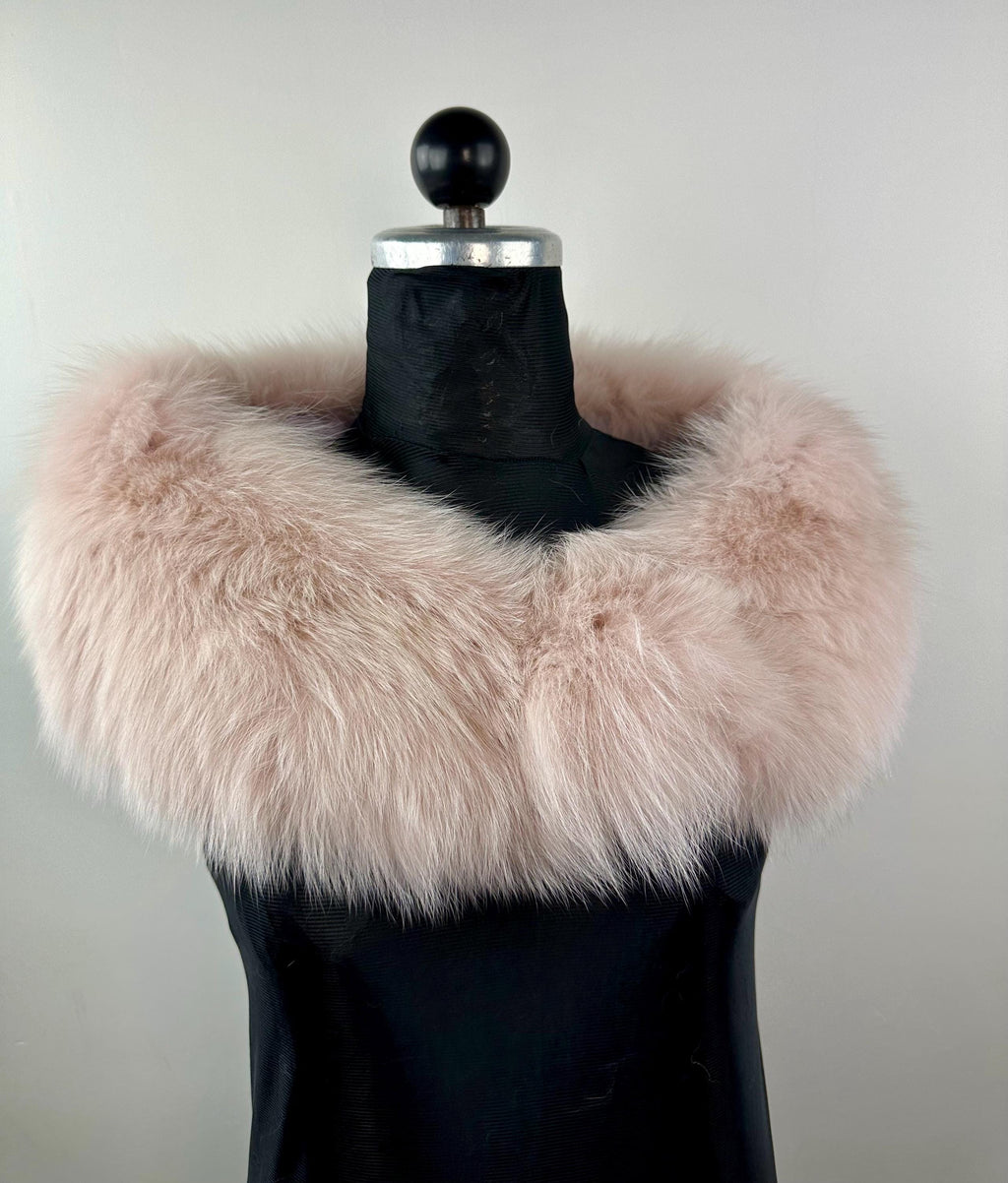 Baby Pink Fox Fur Collar – Real Fur Collar, Handmade in Greece, Luxury Neck Accessory