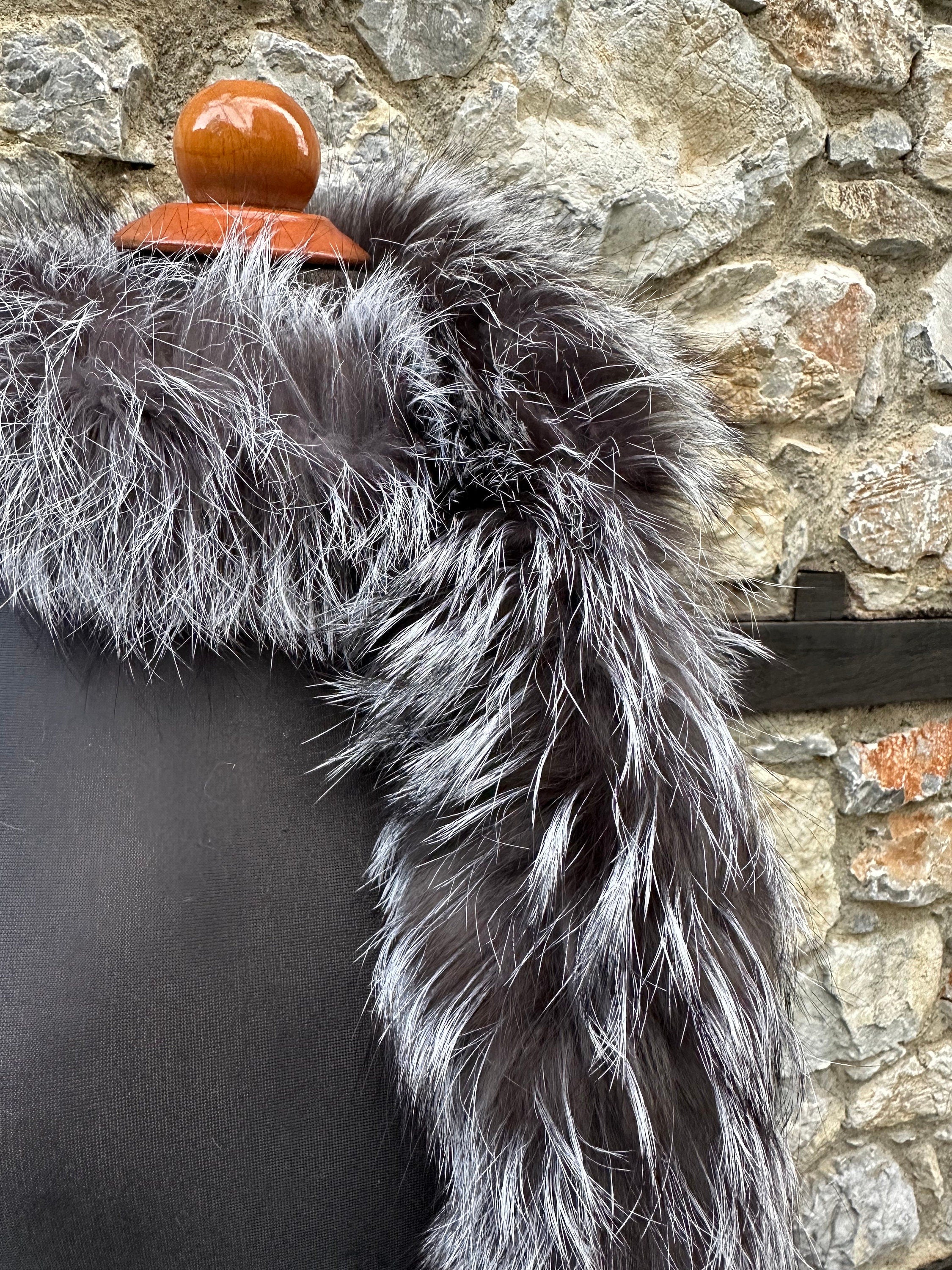 Handmade Silver Fox Fur Scarf – Real Fur, Made in Greece, Luxury Winter Scarf