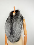 Silver Fox Fur Stole Collar - Luxury Extra Long Fur Scarf