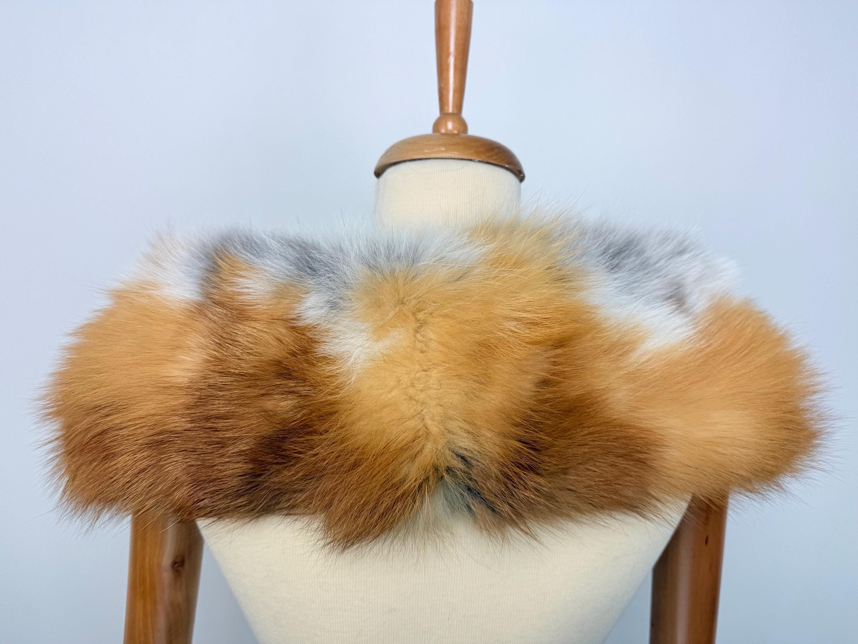 Red Fox Fur Collar, Real Fur Collar, Handmade Fur Collar, Luxury Winter Fur Accessory