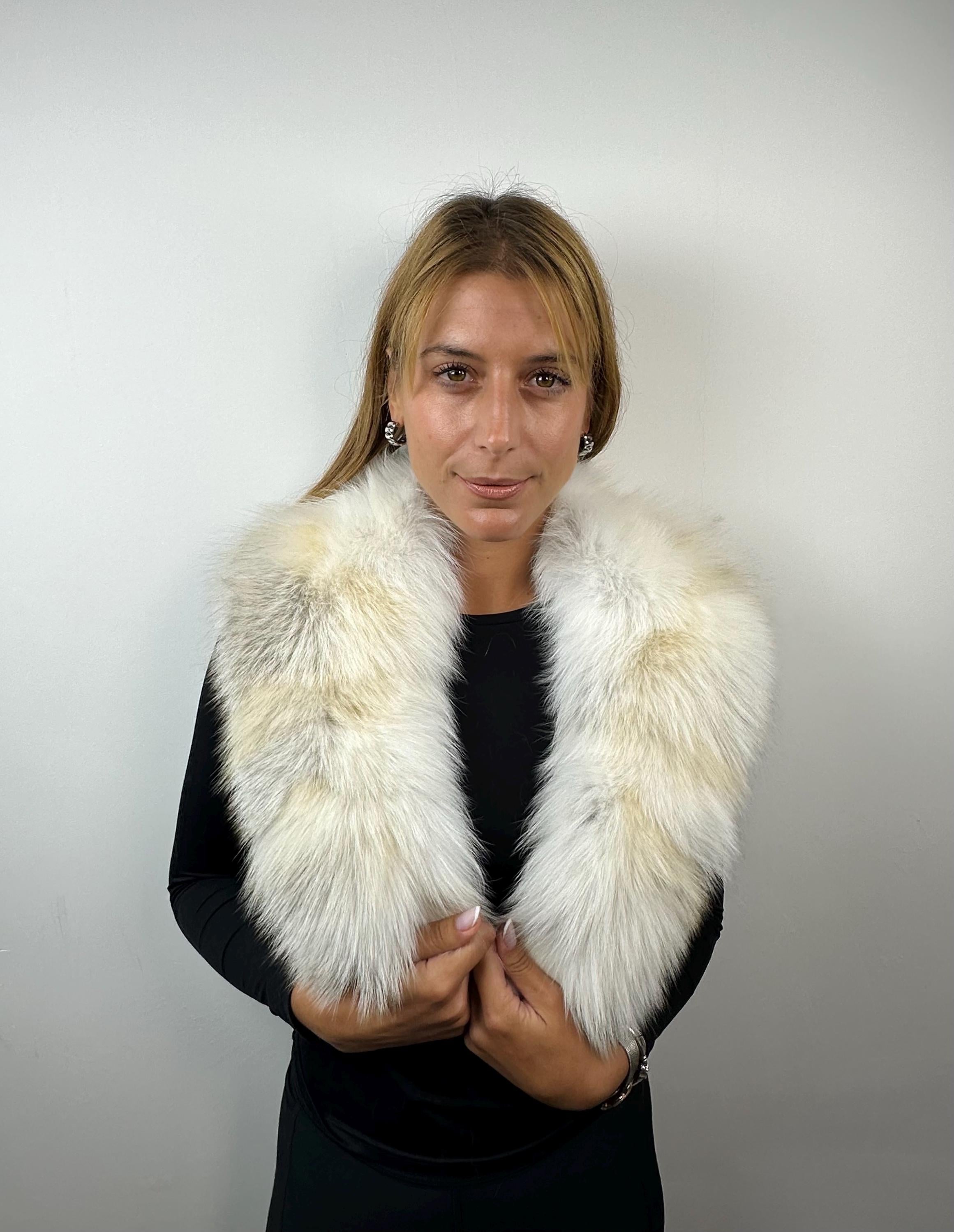 Handmade White Fox Fur Collar: Luxury Bridal Stole
