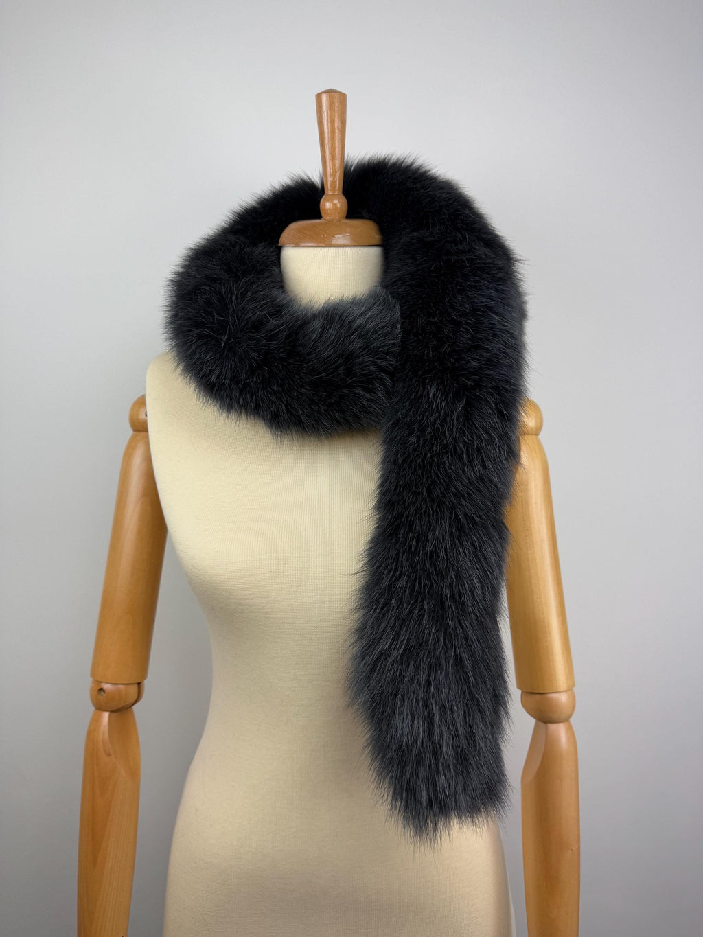 Dark Gray Fox Fur Scarf: Warm Genuine Fur Accessory