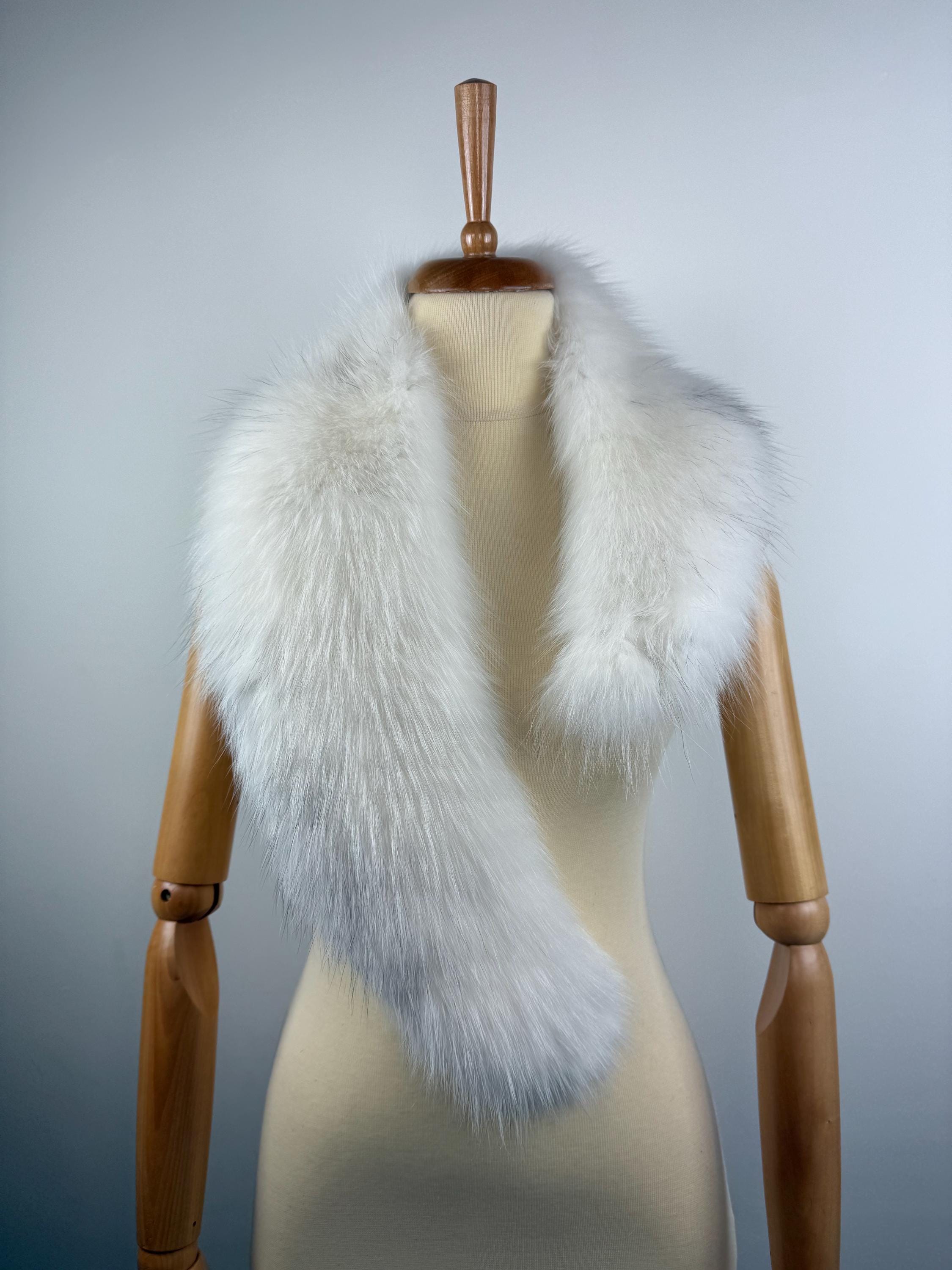 Genuine White Fox Fur Collar - Luxury Fur Stole