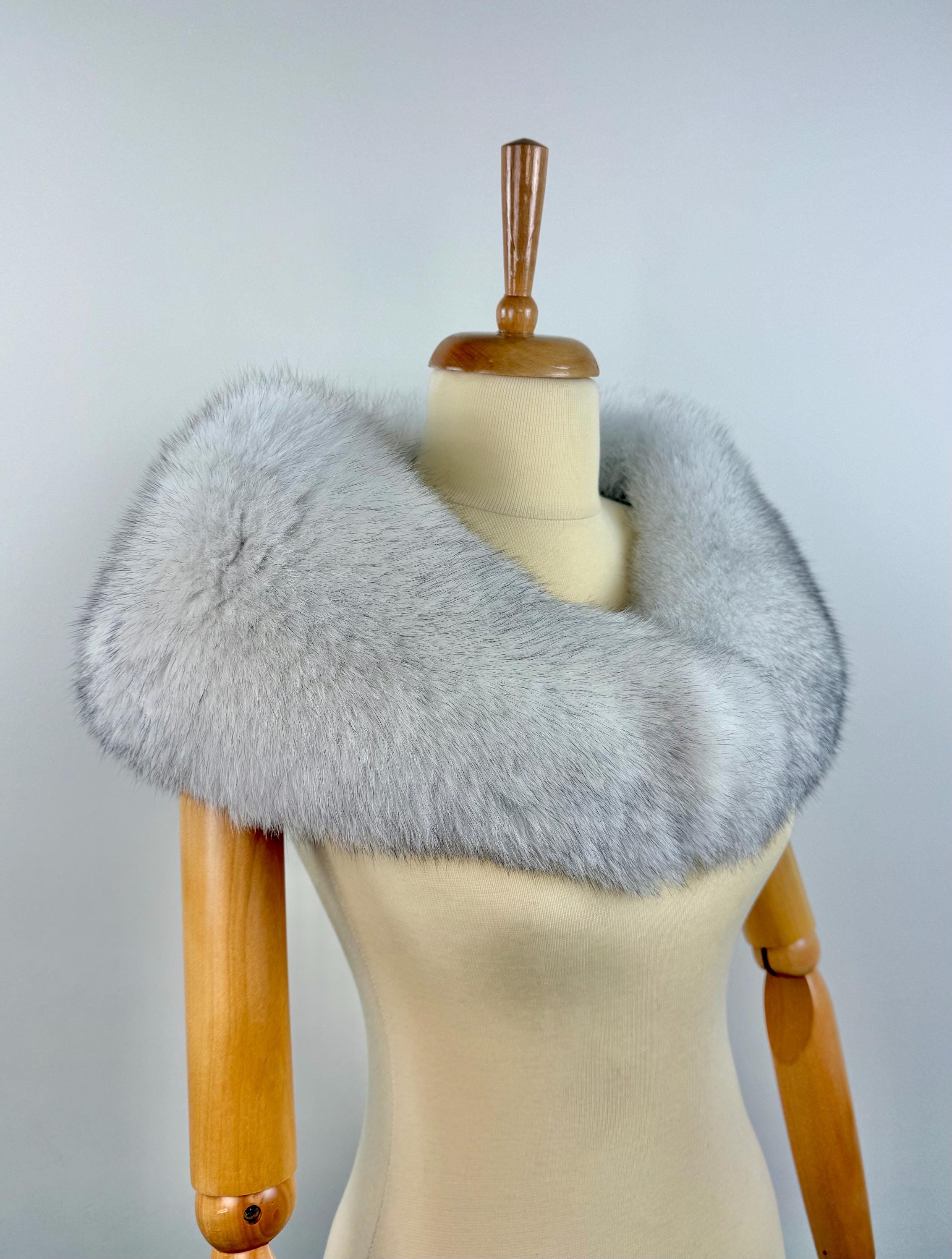 Real Blue Fox Fur Collar: Luxury Fur Stole