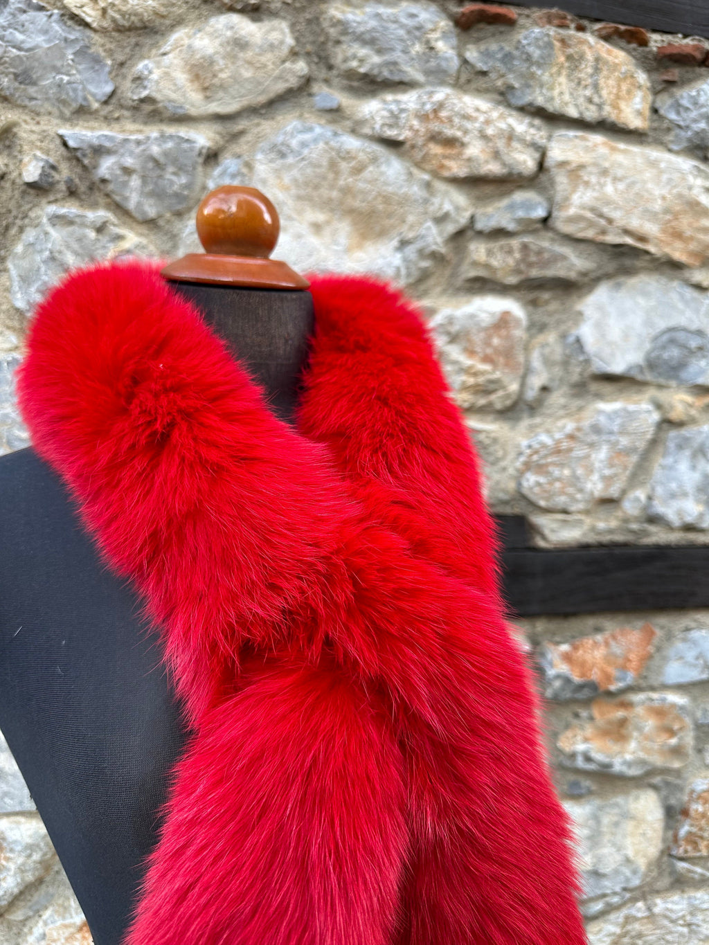 Red Fox Fur Scarf – Real Fur Scarf, Handmade in Greece, Luxury Winter Scarf