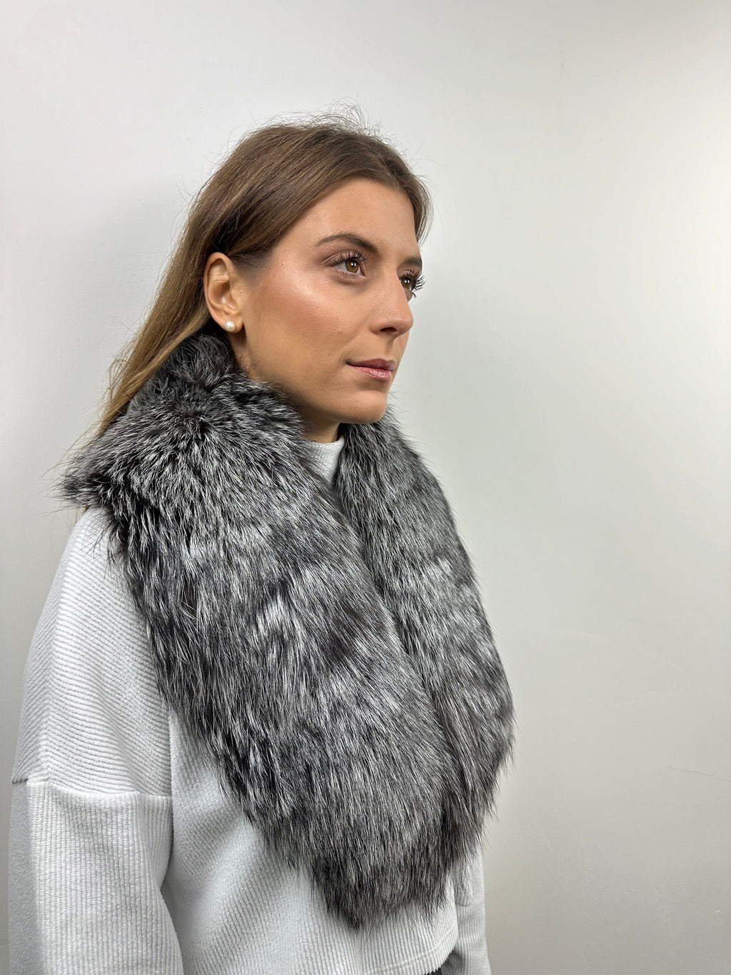 Real Silver Fox Fur Collar - Handmade Stole