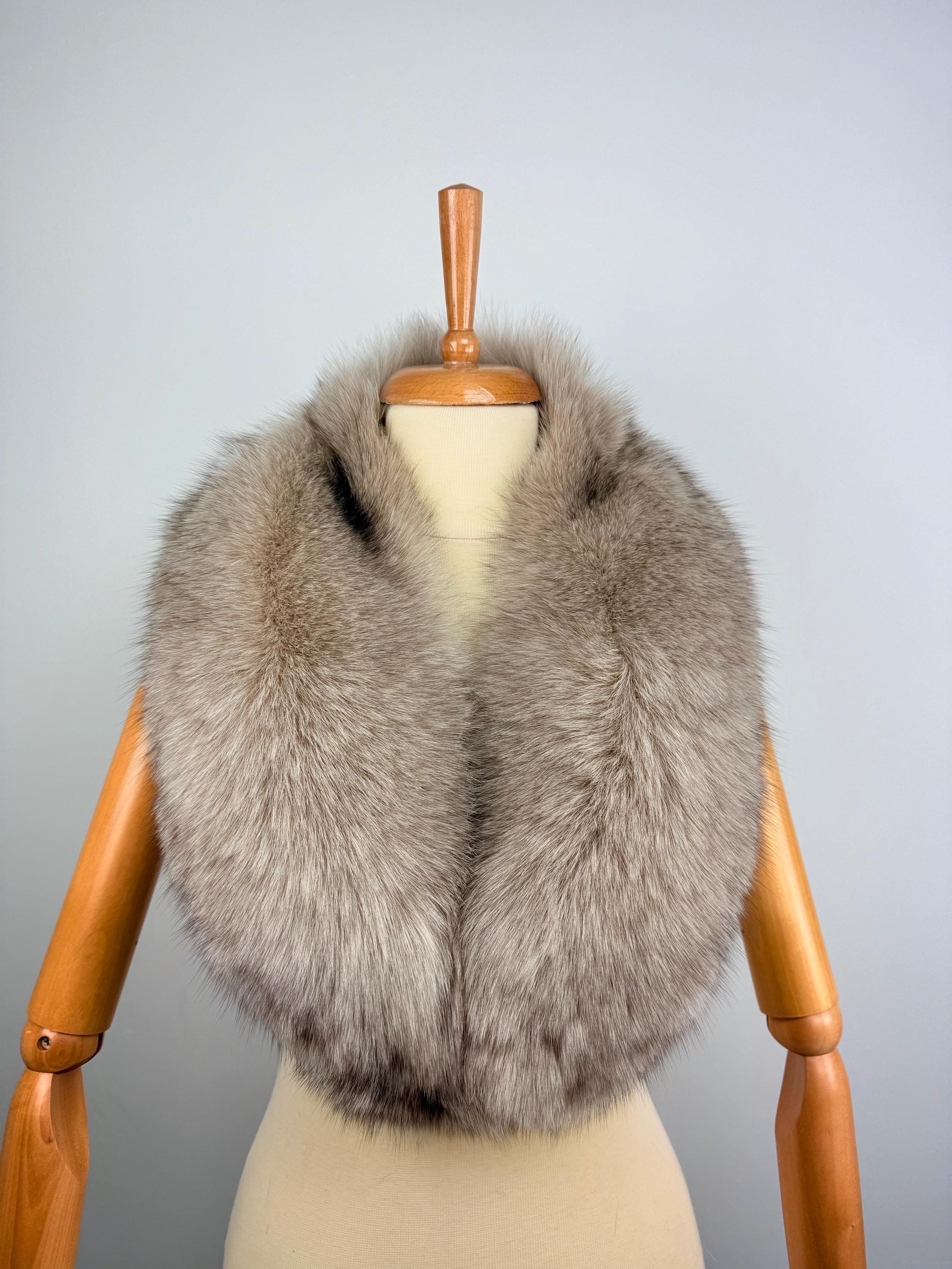 Genuine Cinnamon Beige Fox Fur Collar: Luxurious Real Fur Stole