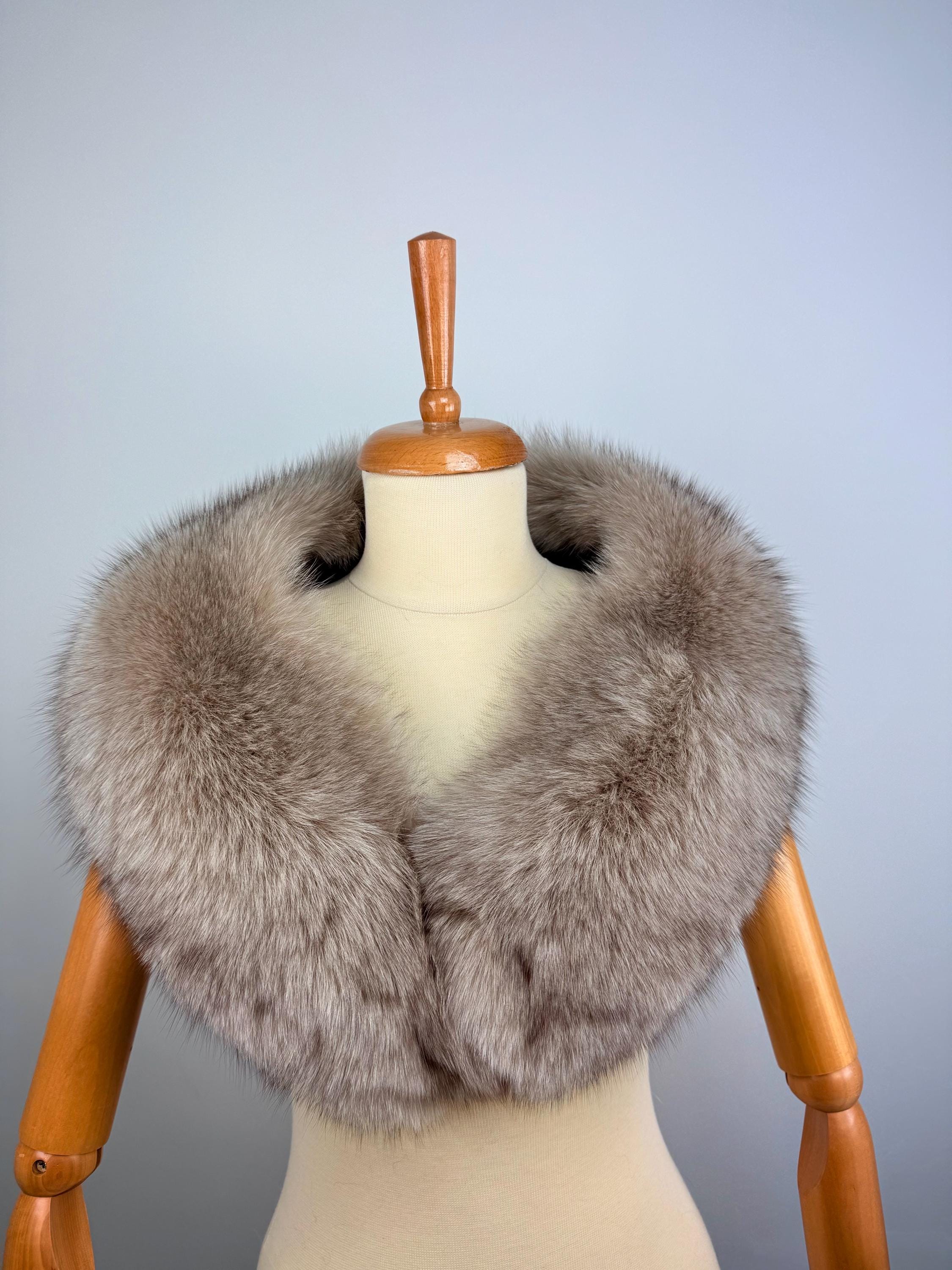 Genuine Cinnamon Beige Fox Fur Collar: Luxurious Real Fur Stole