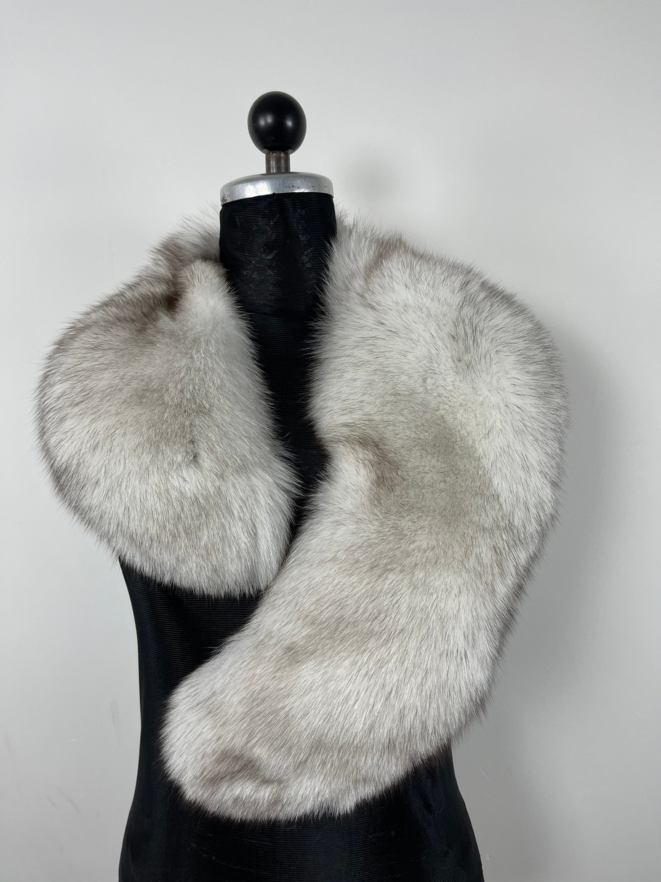 Blue Fox Fur Collar – Real Fur Collar, Handmade in Greece, Luxury Neck Accessory