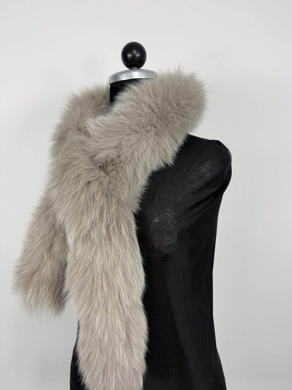 Gray Fox Fur Scarf – Real Fur Scarf, Handmade in Greece, Luxury Winter Scarf