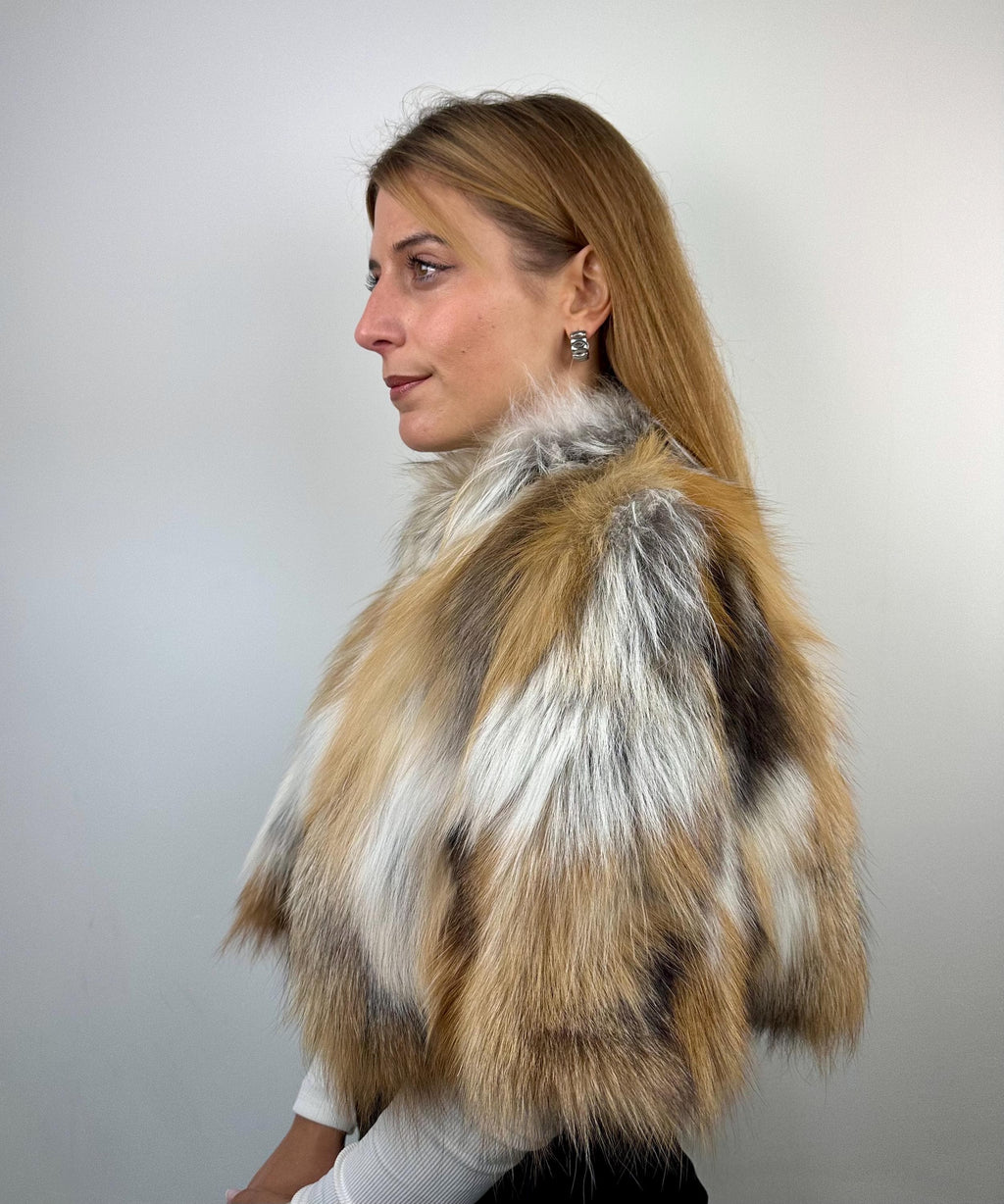 Gold Fox Fur Stole: Elegant Handmade Capelet