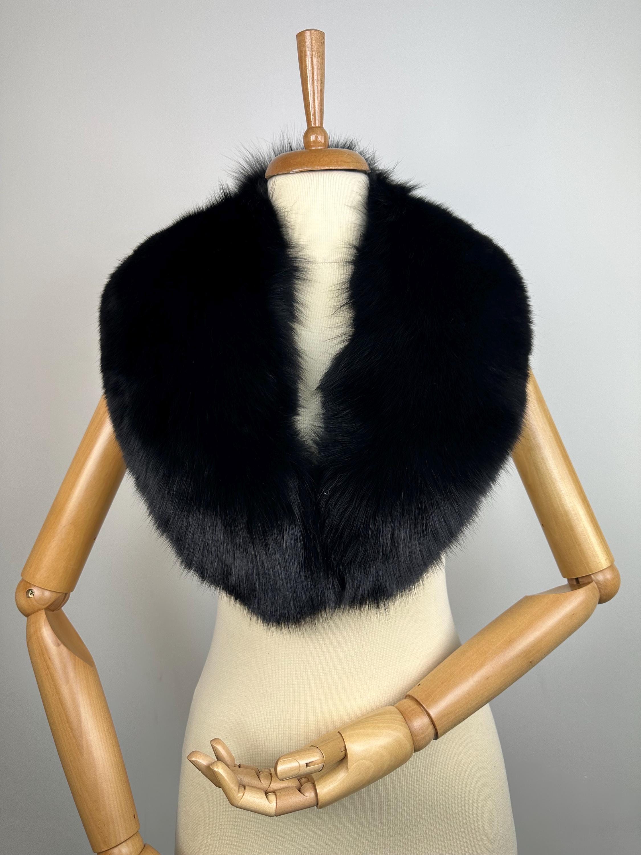 Luxury Black Fox Fur Collar: Genuine Fur Stole