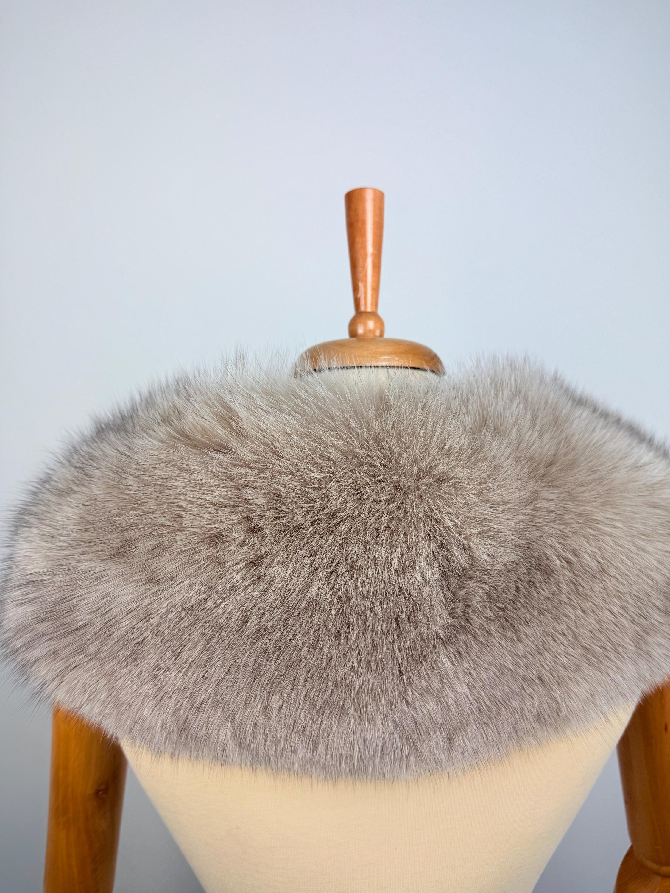 Genuine Cinnamon Beige Fox Fur Collar: Luxurious Real Fur Stole
