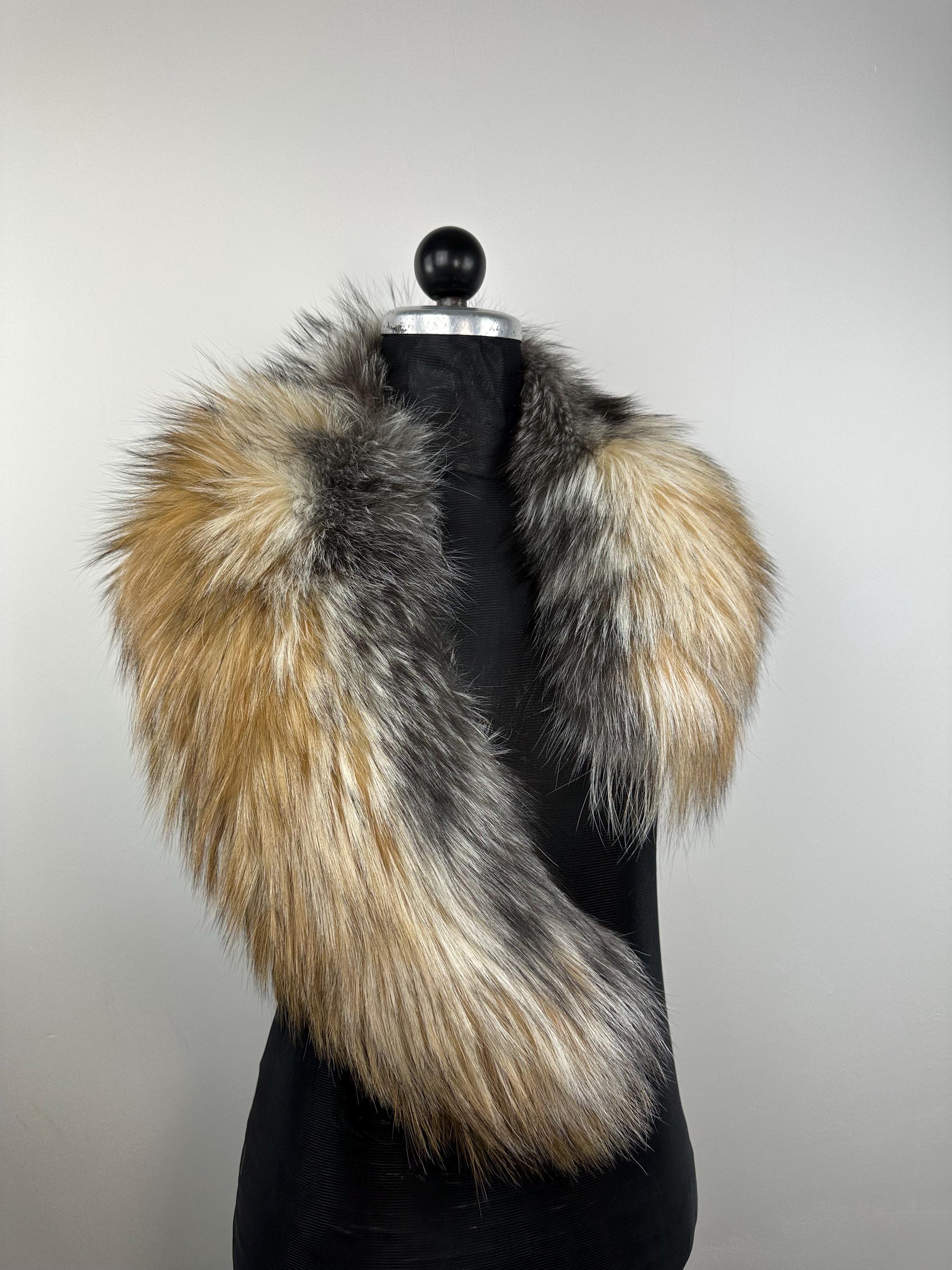 Cross Fox Fur Collar – Real Fur Collar, Handmade in Greece, Luxury Neck Accessory