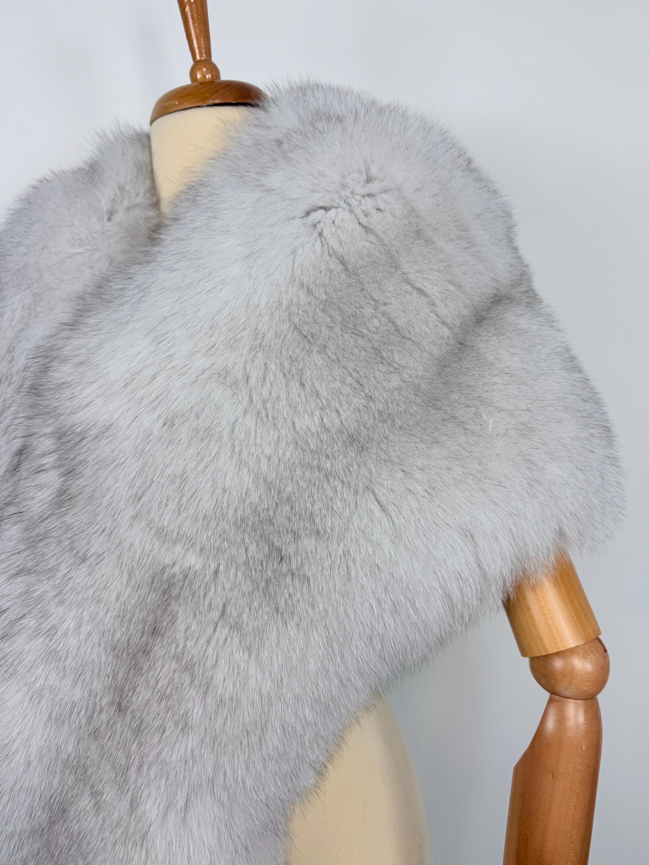 Luxury Fur Shawl: Real Blue Fox Fur Collar, Evening Stole, Winter Bridal Wrap