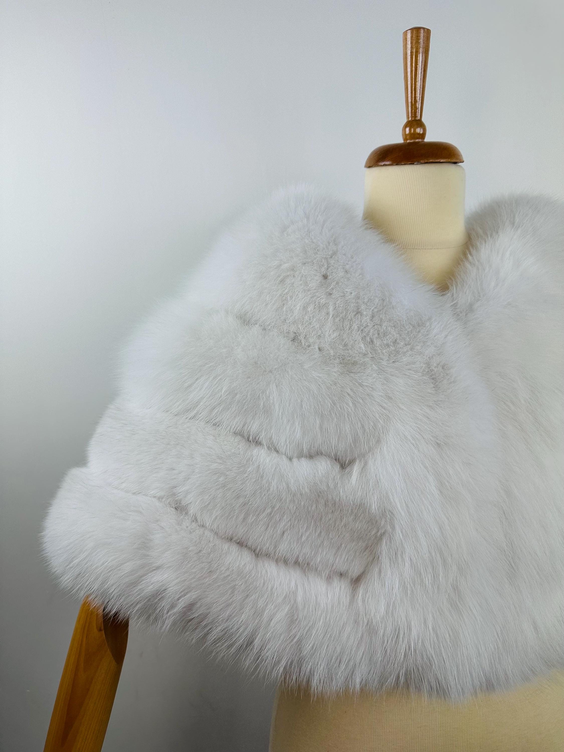 White Fox Fur Bridal Shawl – Real Fur Wrap, Handmade in Greece