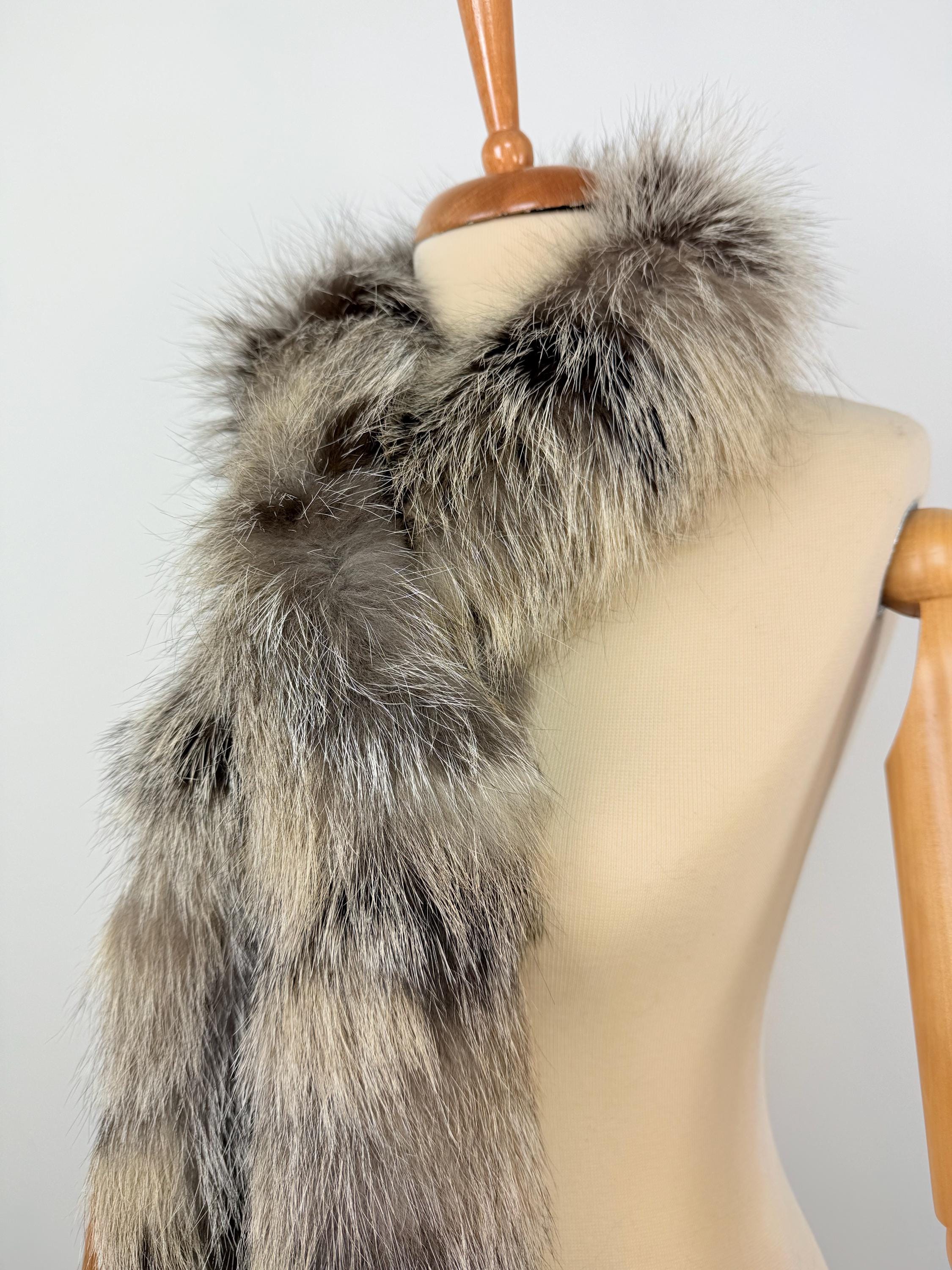 Cross Fox Fur Scarf – Real Fur Scarf, Handmade in Greece, Luxury Winter Scarf