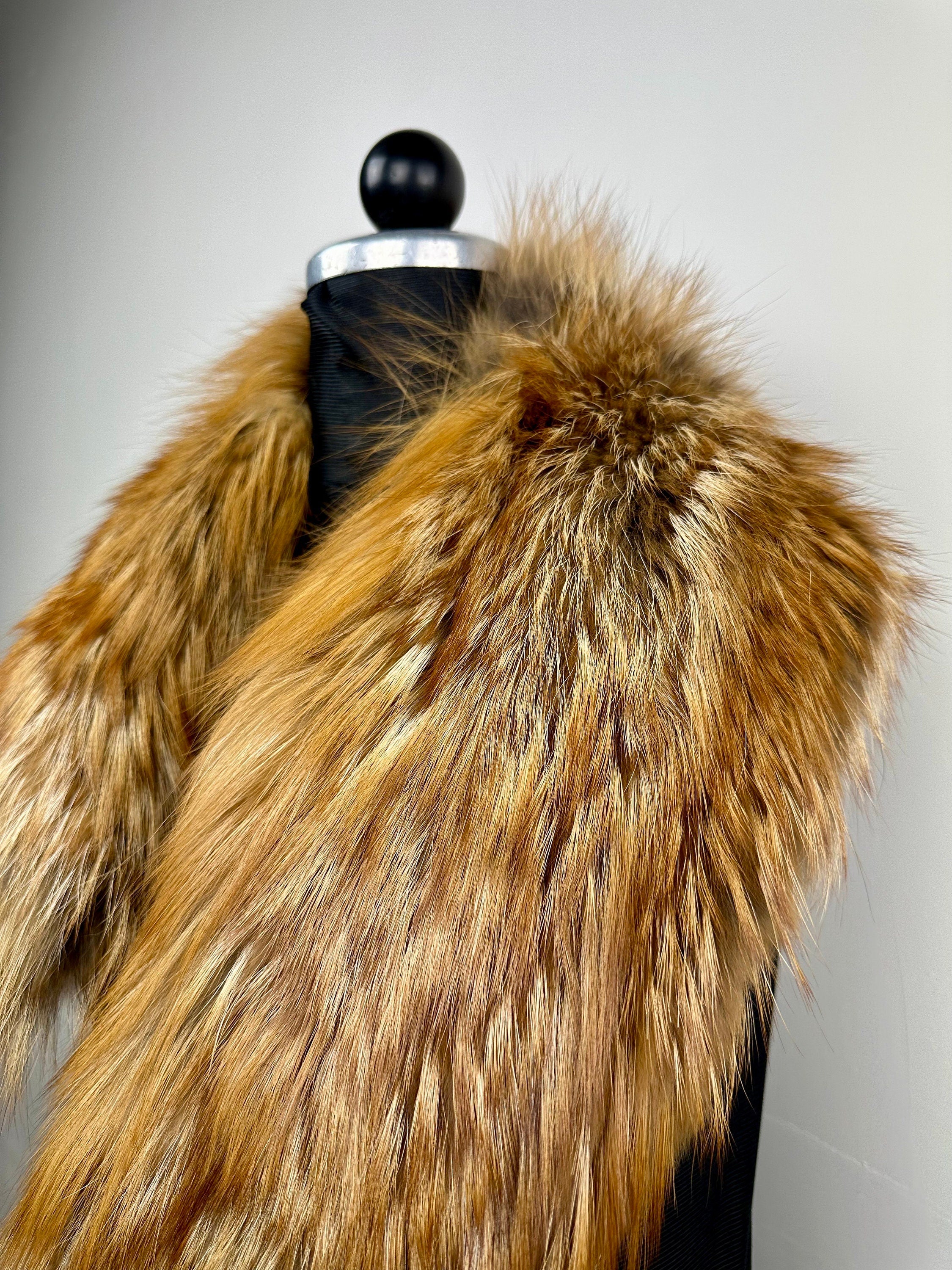Genuine Fox Fur Collar: Handmade Stole with Satin Lining