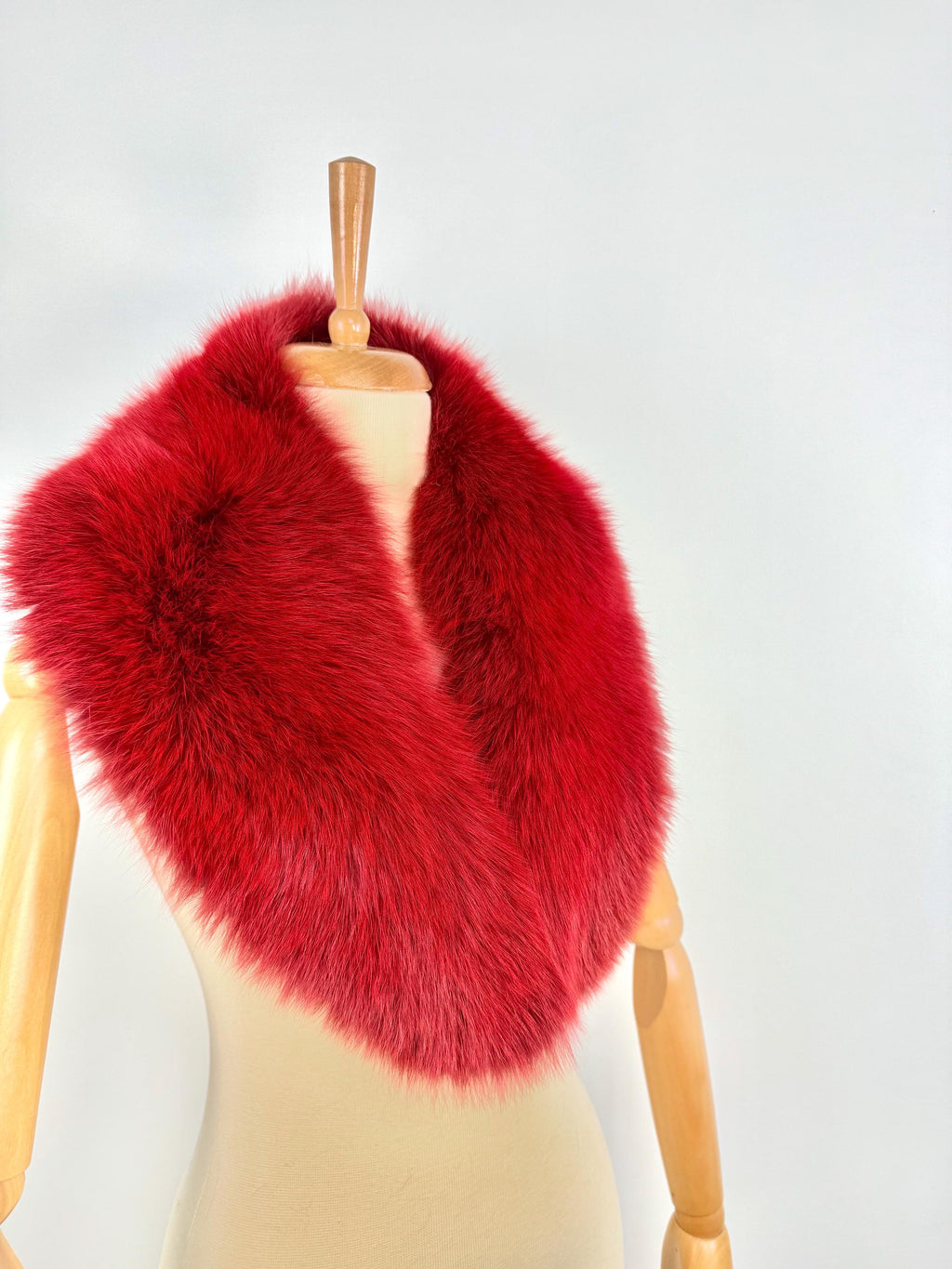 Red Fur Collar, Real Fox Fur Collar, Handmade Fur Collar, Luxury Winter Fur Accessory