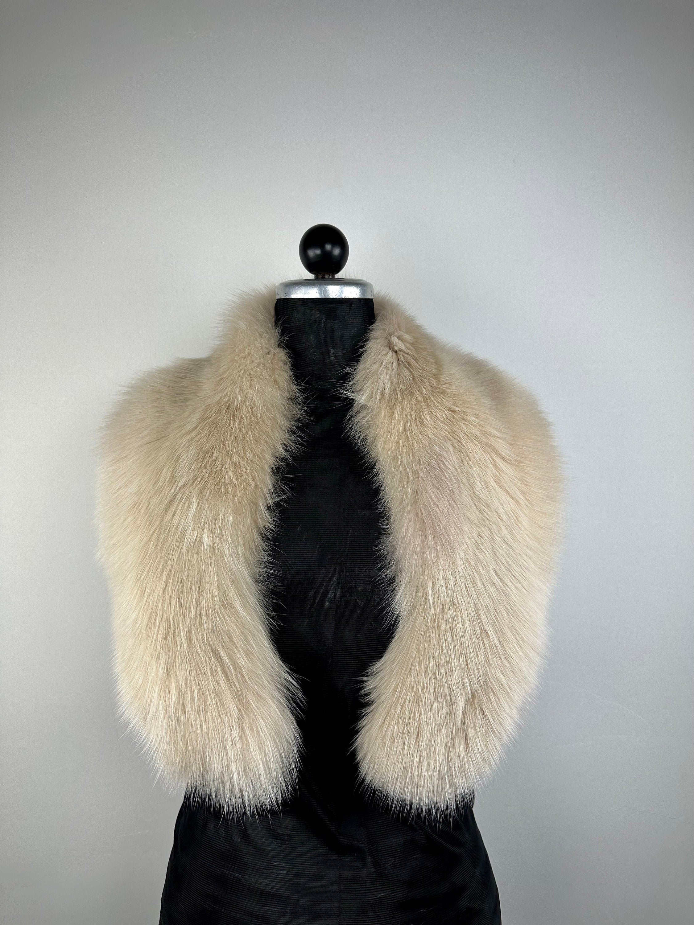 Handmade Genuine Fox Fur Collar: Beige Luxury Stole