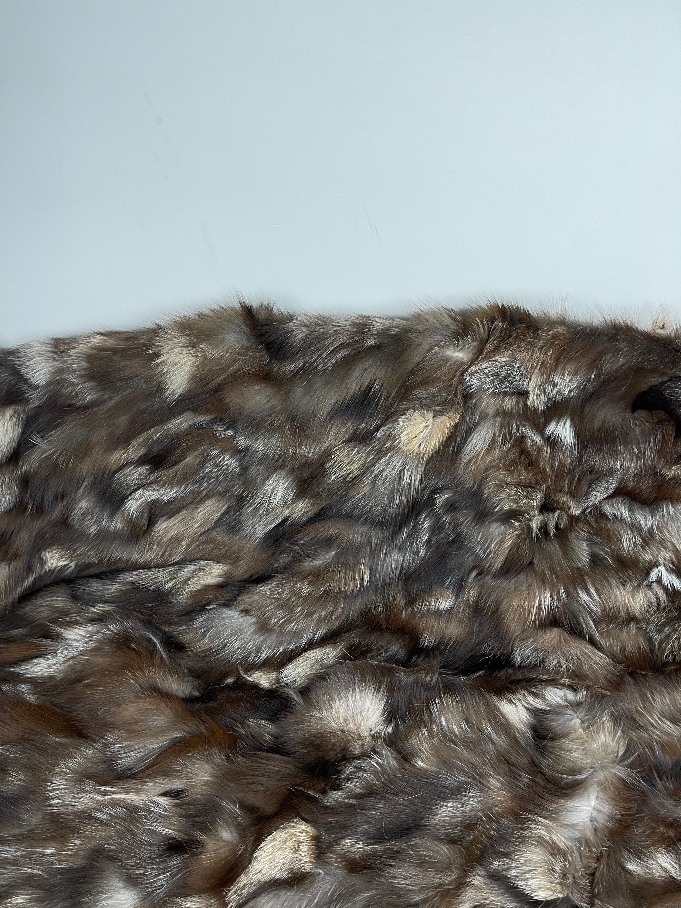 Crystal Fox Fur Blanket – Real Fur Throw, Handmade in Greece, Luxury Fur Bedspread