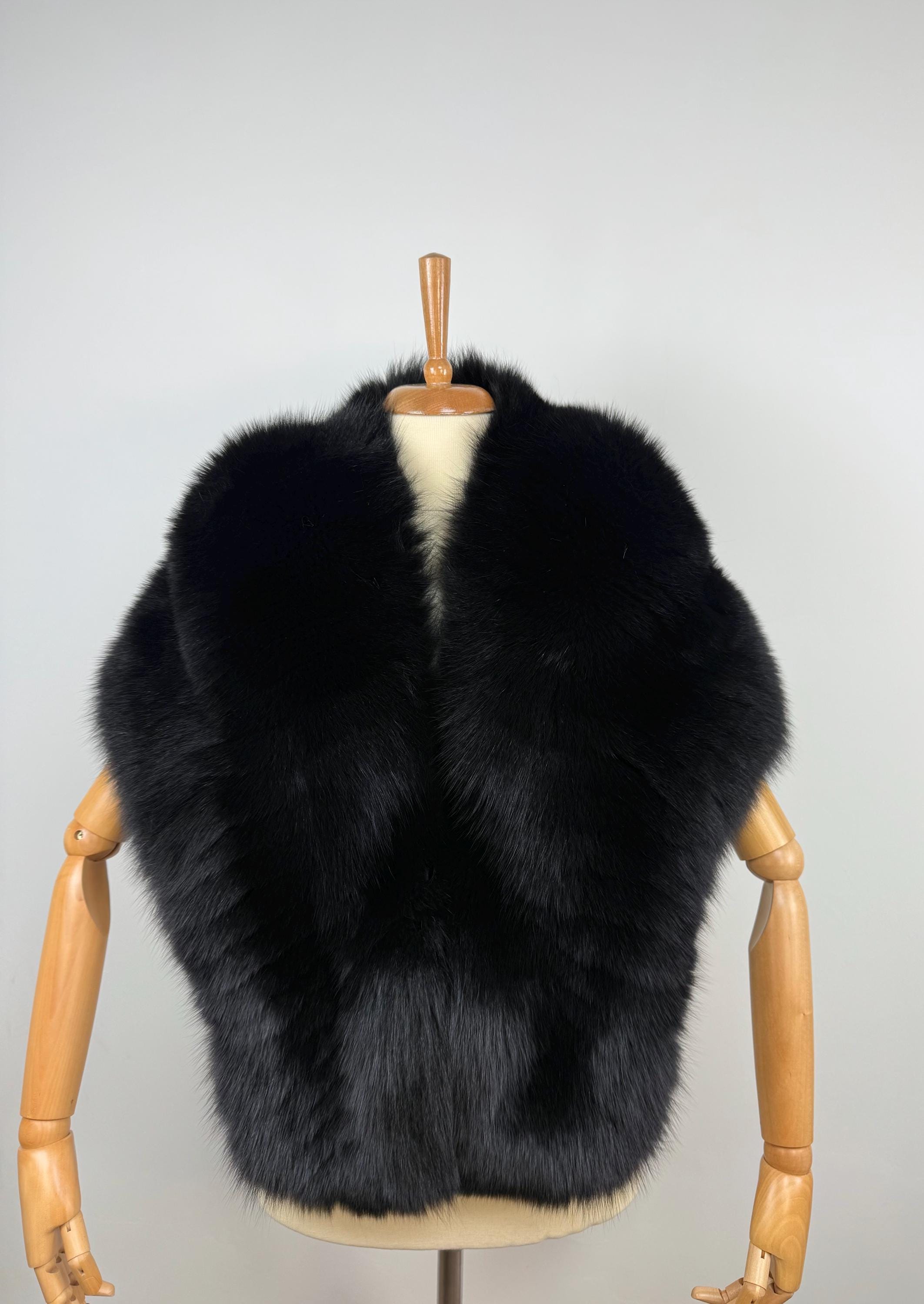 Black Fur Shawl: Luxurious Fox Fur Stole, Evening Wrap