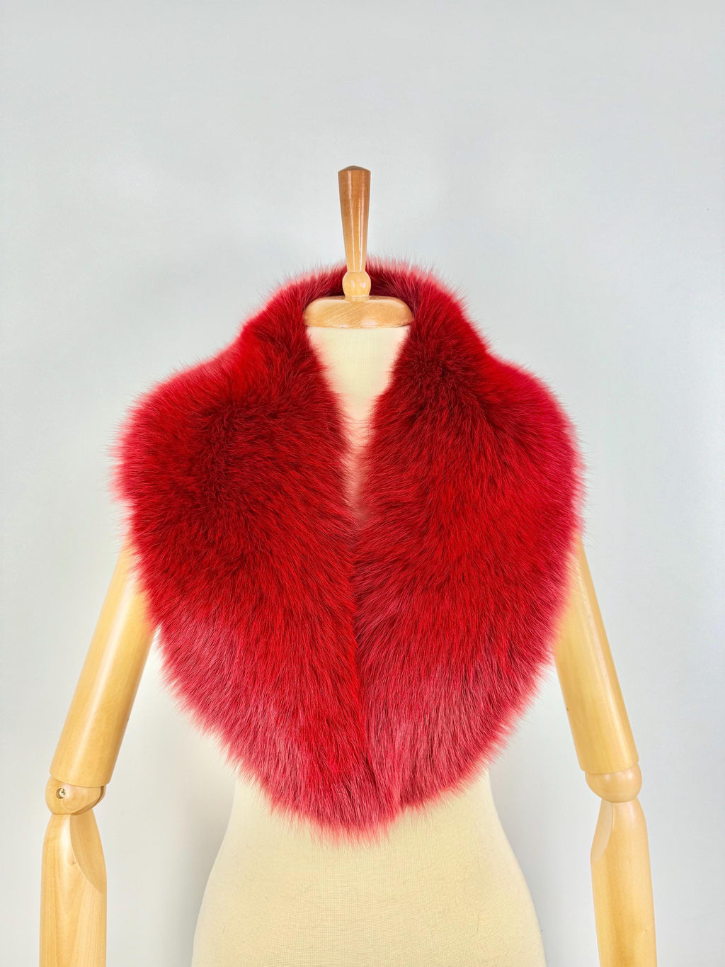 Red Fur Collar, Real Fox Fur Collar, Handmade Fur Collar, Luxury Winter Fur Accessory