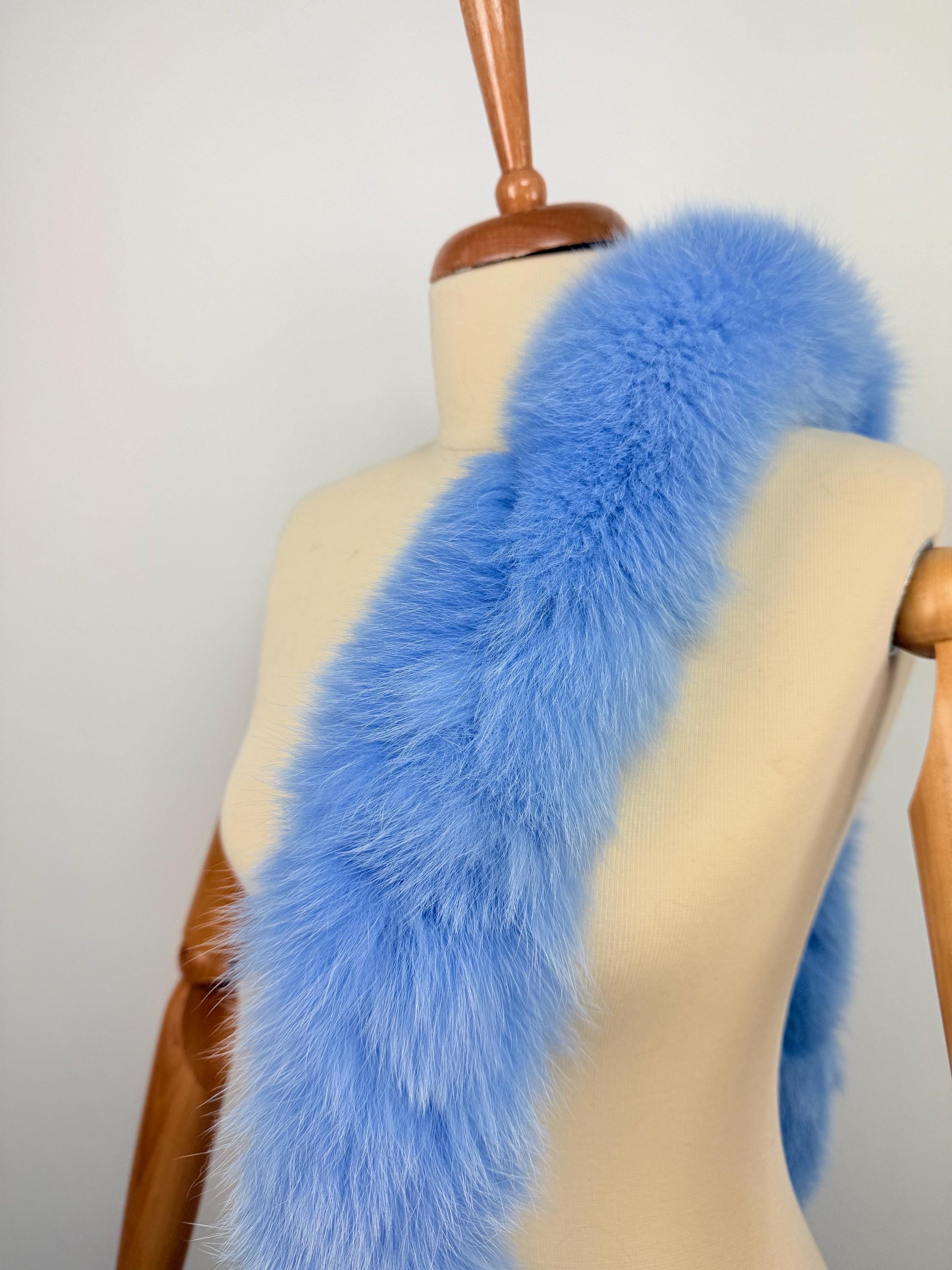 Luxury Blue Fox Fur Scarf - Real Fur Neck Warmer