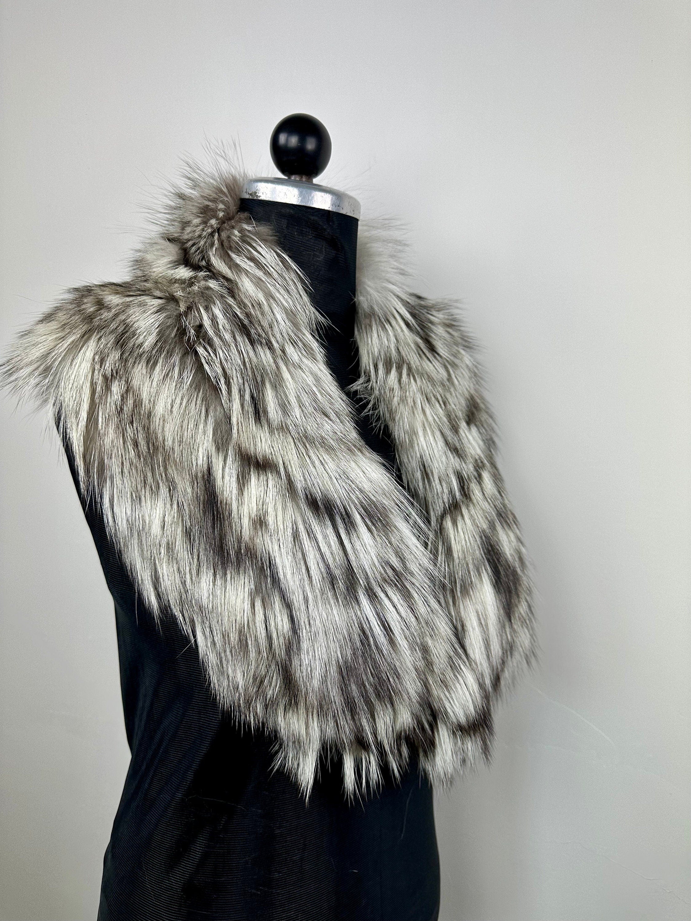 Handmade Silver Fox Fur Collar: Genuine Fur Stole