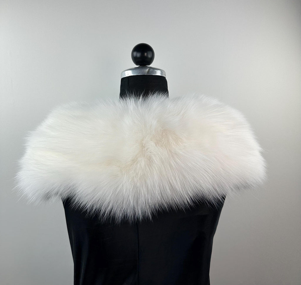 White Real Fox Fur Collar: Luxury Bridal Fur Stole